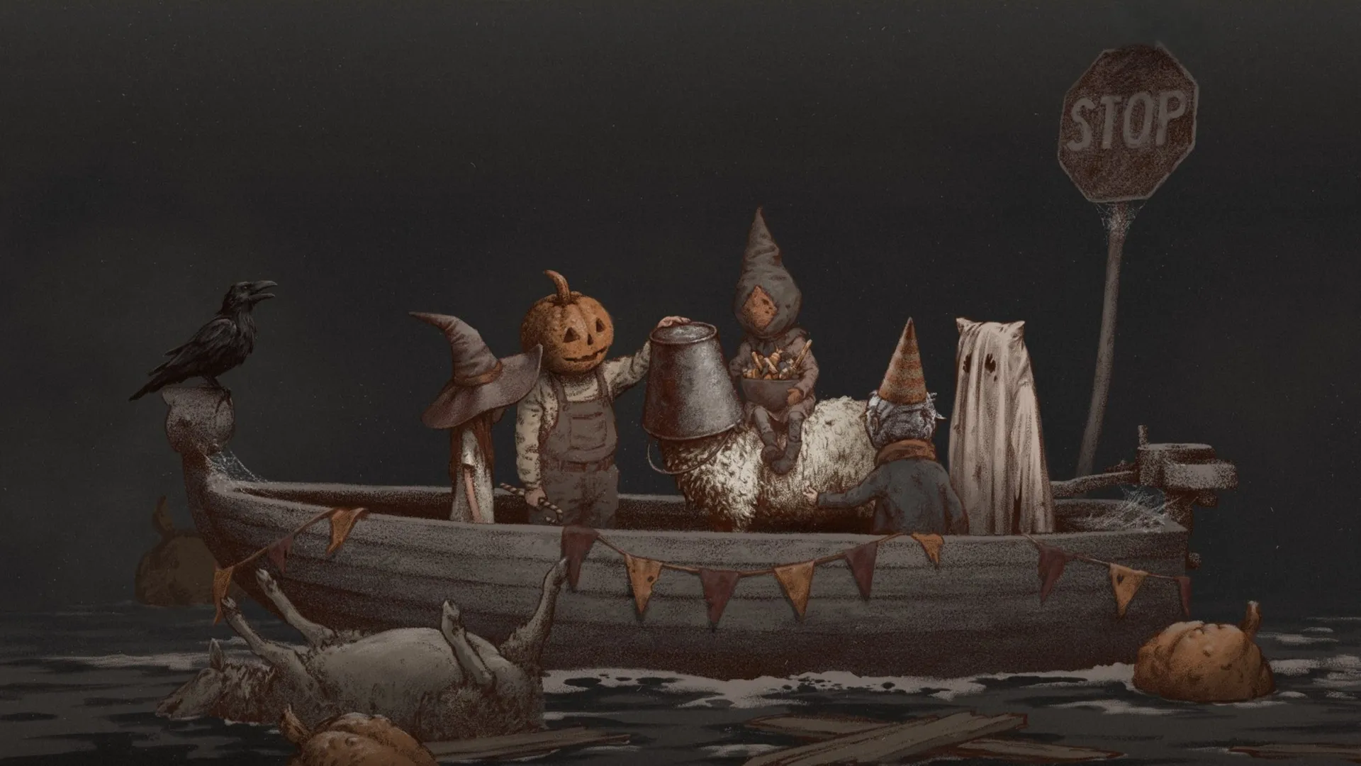 4k暗黑童话万圣节主题插画电脑壁纸 诡谲童趣桌面下载