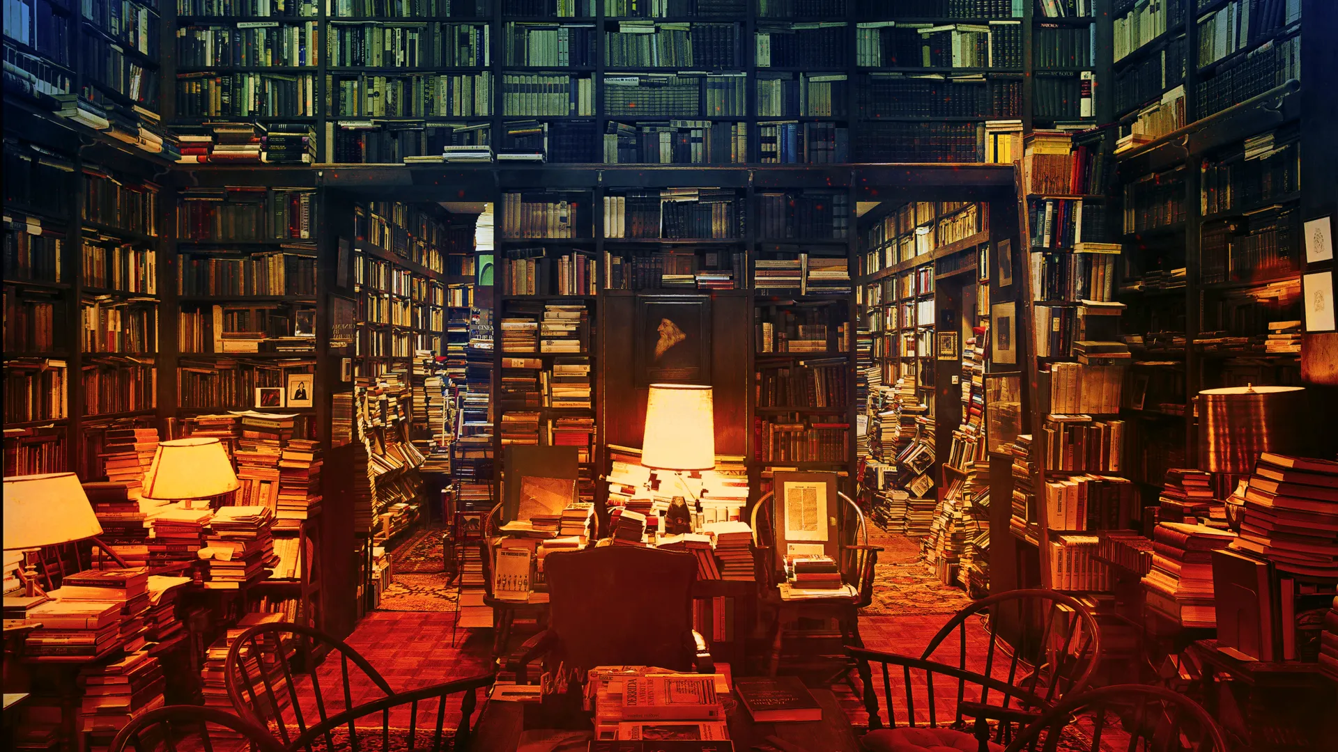 4k 复古暖光密室图书馆场景电脑壁纸 文艺沉浸书房桌面下载