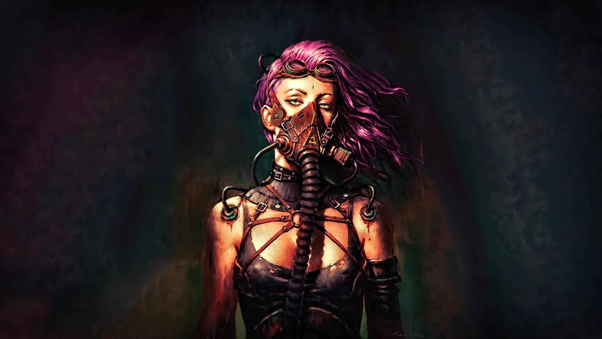 4k 废土紫发壁纸 赛博朋克角色风格桌面下载