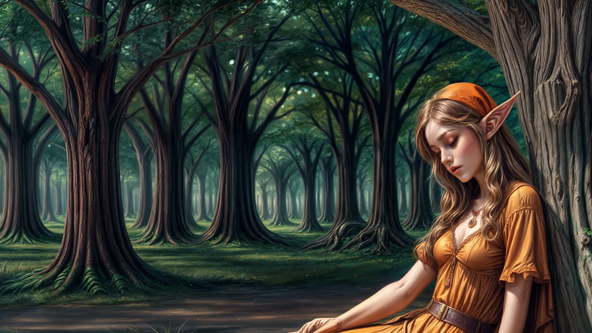 4k 深林精灵插画壁纸 治愈系森境幽眠风格桌面下载