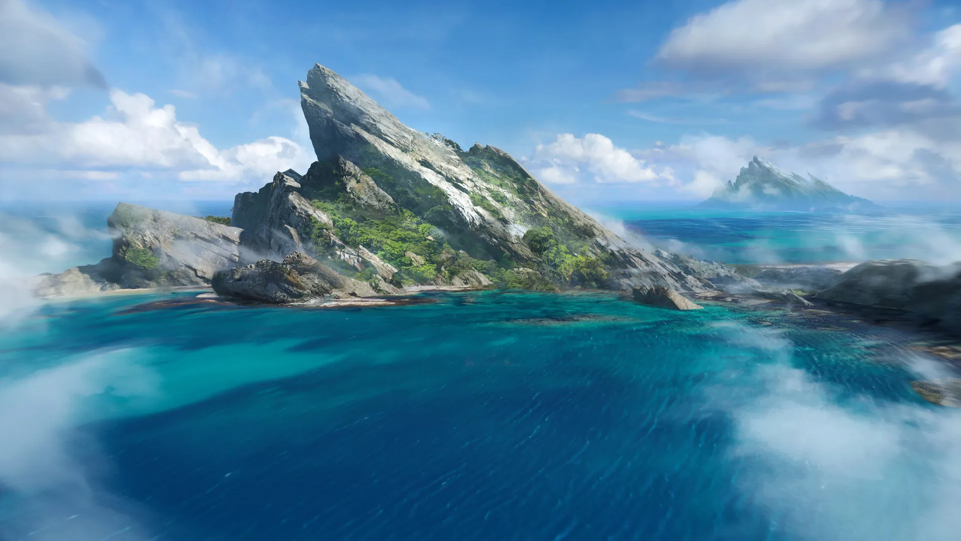 4k 碧海仙屿云境壁纸 治愈系澄澈灵幻风格桌面下载4K壁纸_4K风景