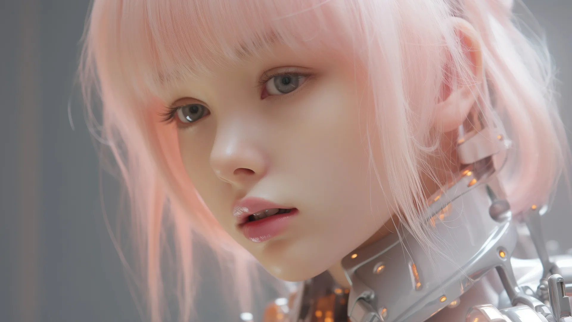 机械少女 4K 电脑壁纸，赛博柔雾风背景4K壁纸_4K美女