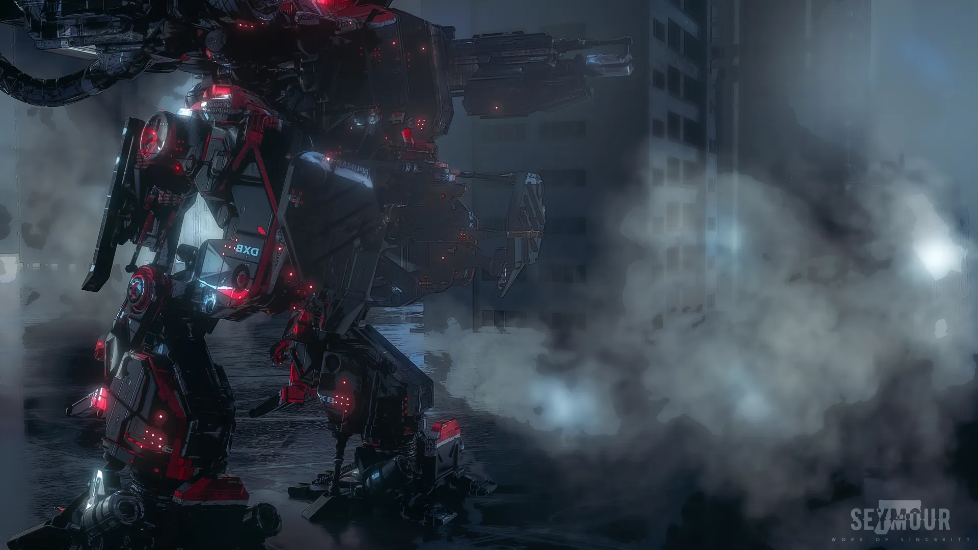 暗黑机甲废墟战场 4K 电脑壁纸，硬核机械治愈系背景