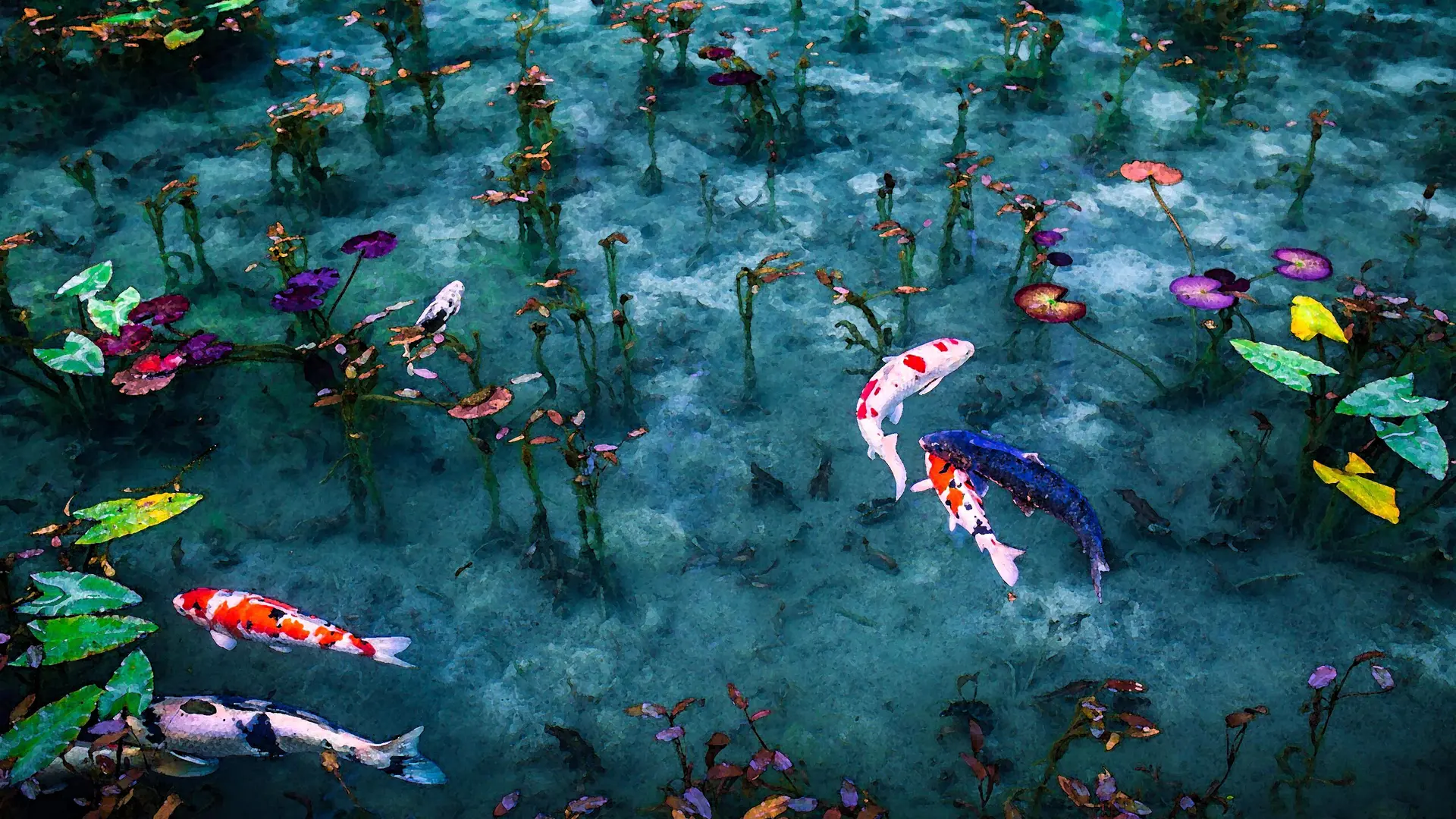 4k 碧池锦鳞壁纸 绮丽治愈风格桌面下载