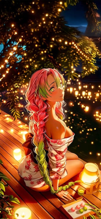 《鬼灭之刃》甘露寺蜜璃动漫手机壁纸下载 | 九柱恋柱魅力特写高清桌面