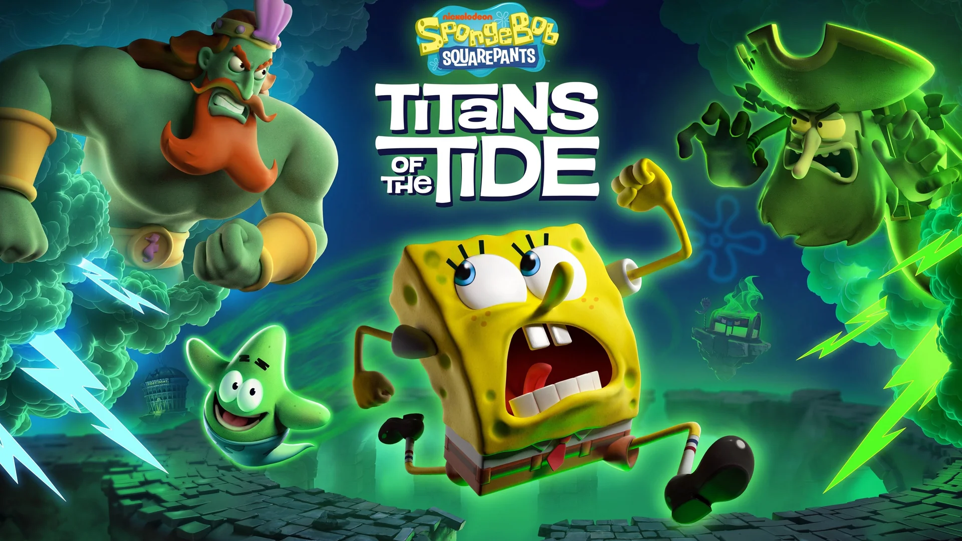 《海绵宝宝：潮汐泰坦》4K 游戏壁纸 燃动冒险感海底角色场景桌面背景