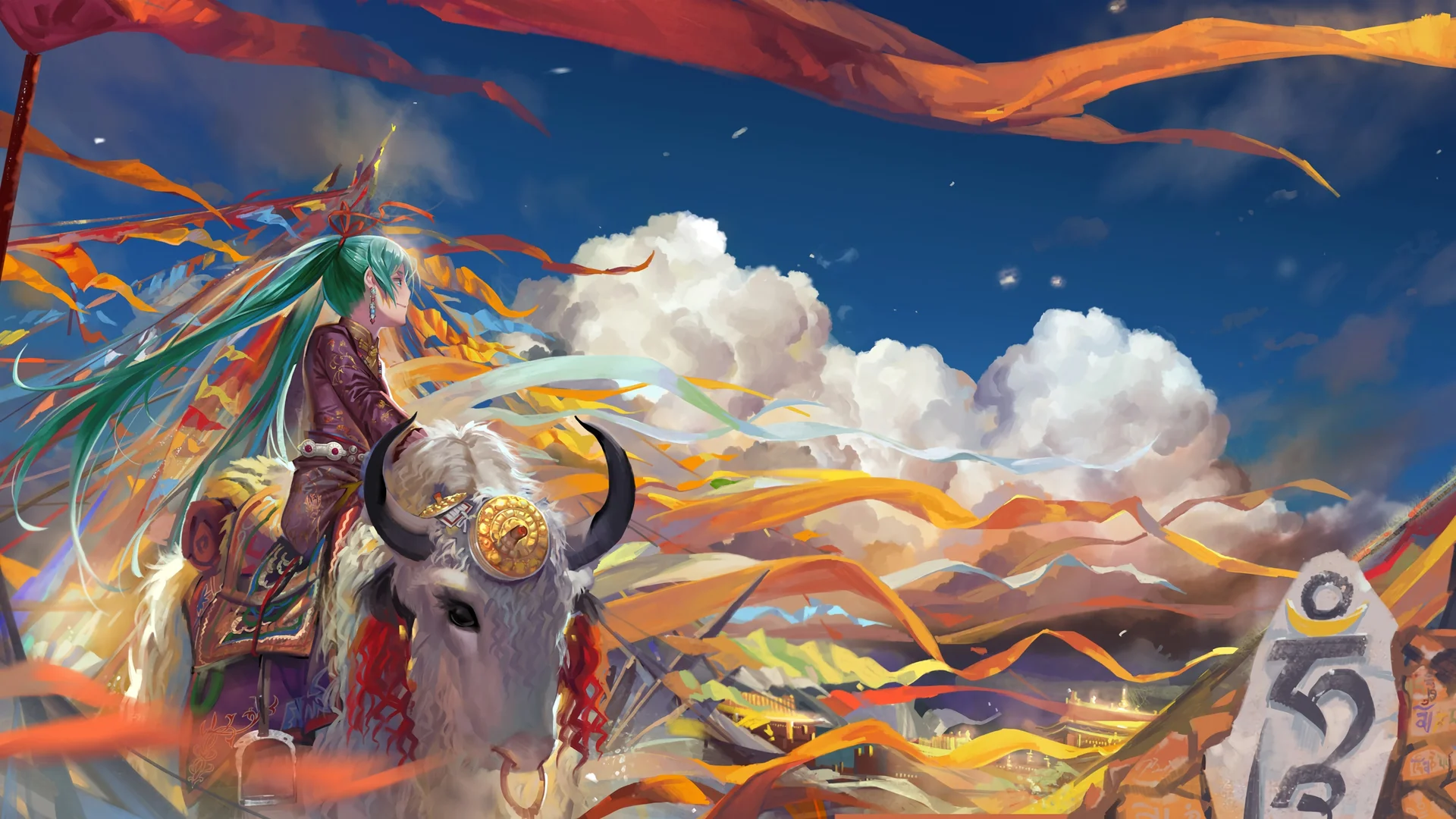 经幡旅者 4K 动漫壁纸 热烈氛围感高原旅者场景桌面背景