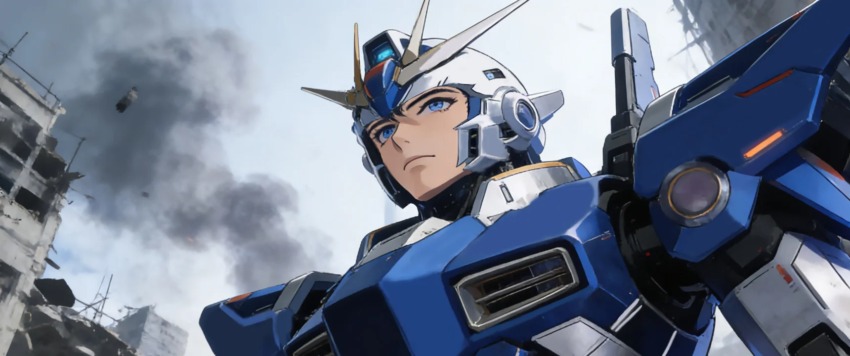 蓝翼机甲 4K 动漫壁纸 燃动震撼感机甲战士场景桌面背景