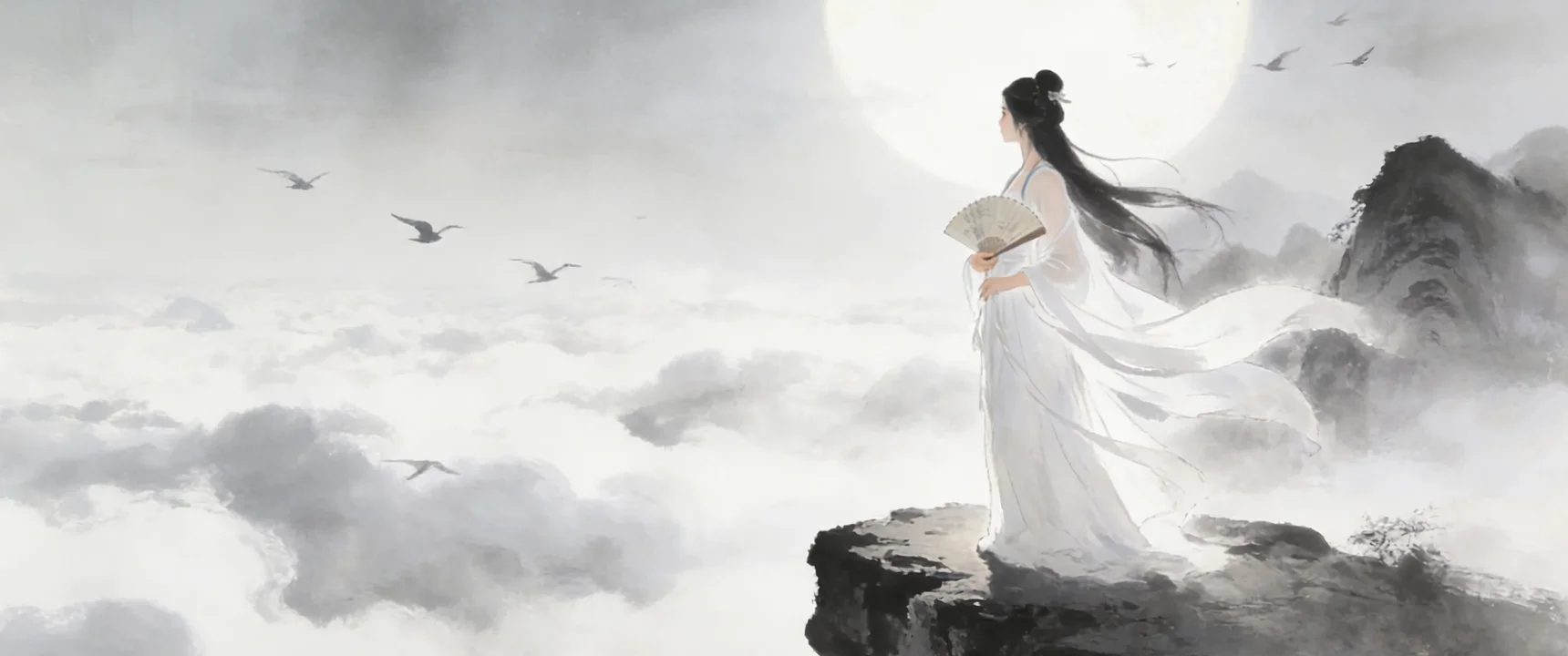 月巅仙袂 4K 国风壁纸 空灵静谧感月巅仙姬场景桌面背景