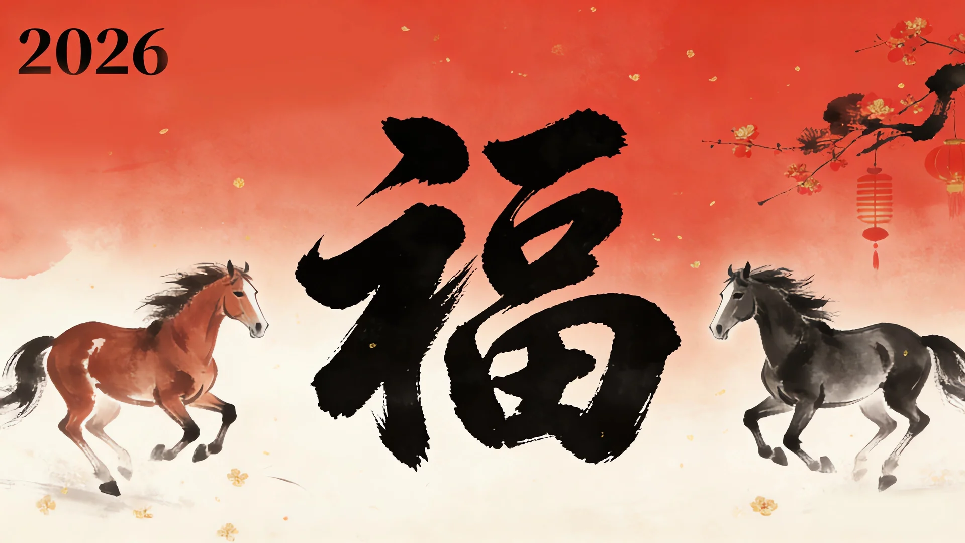 马年福运 4K 新春壁纸 祥瑞氛围感 2026 马年场景桌面背景