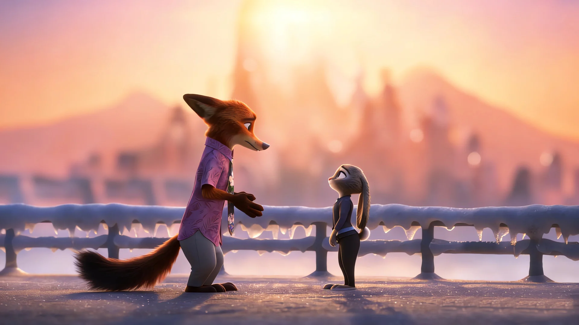 狐兔誓约 4K 卡通壁纸 治愈氛围感《疯狂动物城》角色场景桌面背景