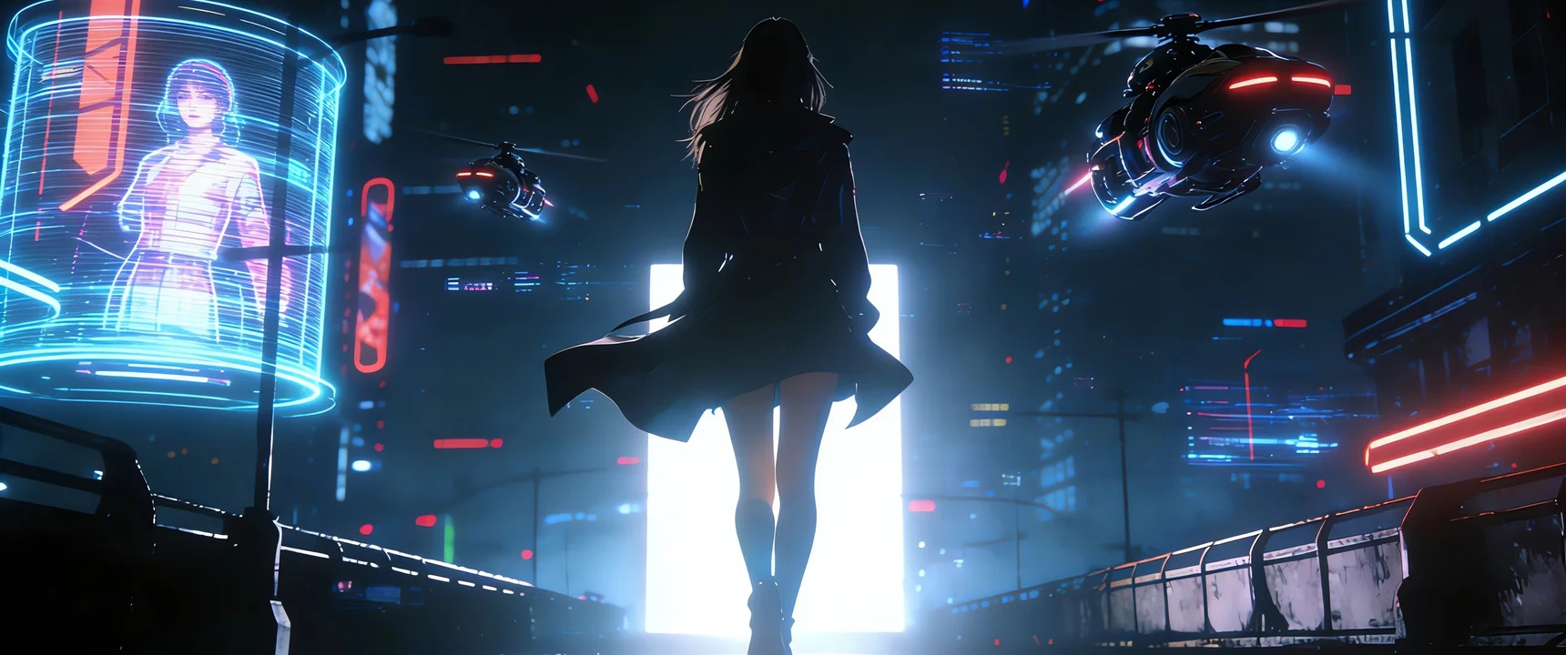 赛博孤影 4K 动漫壁纸 冷峻氛围感都市特工场景桌面背景