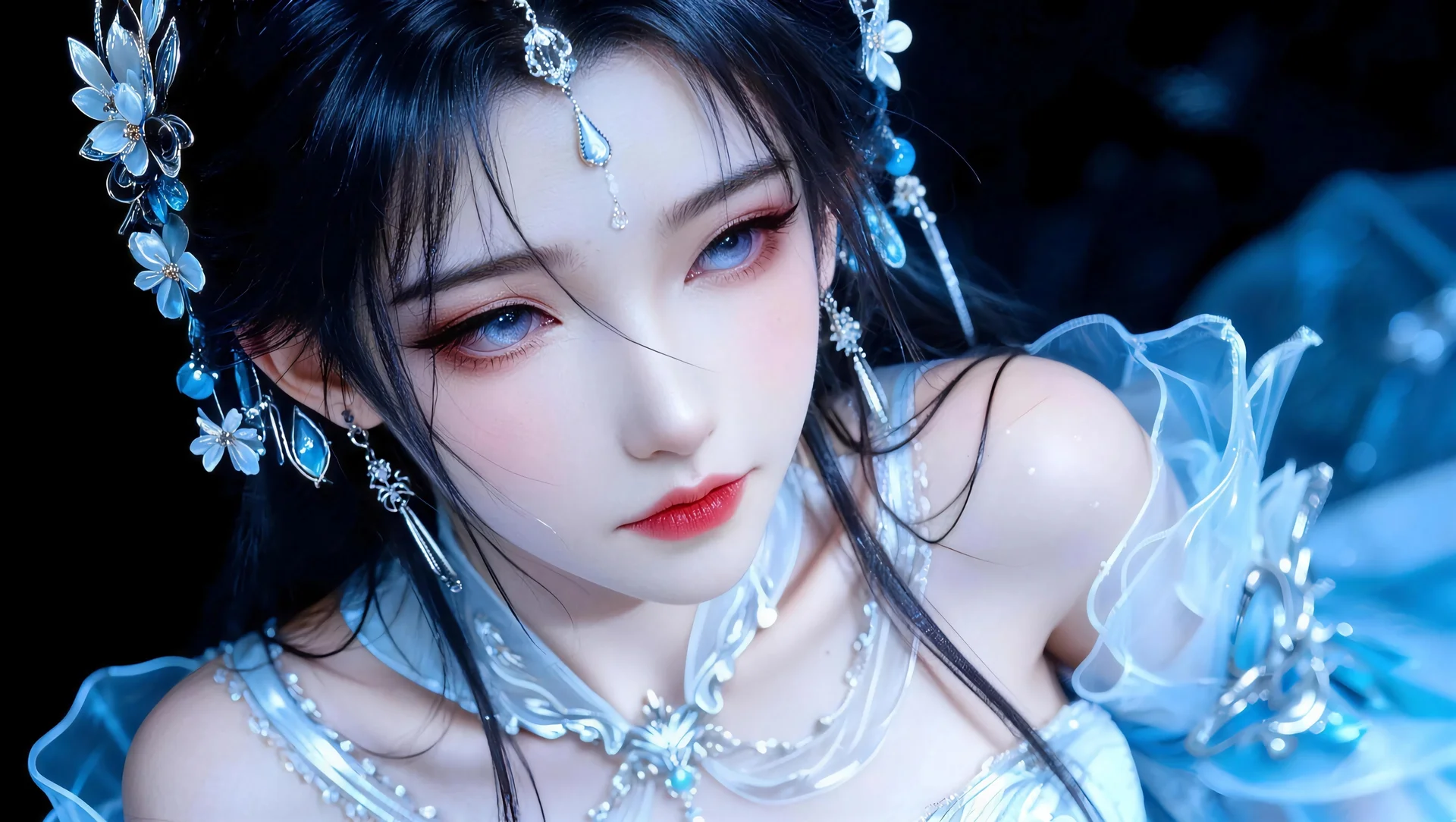 冰绡仙姬 4K 国风壁纸 空灵雅致感冰晶仙姬场景桌面背景