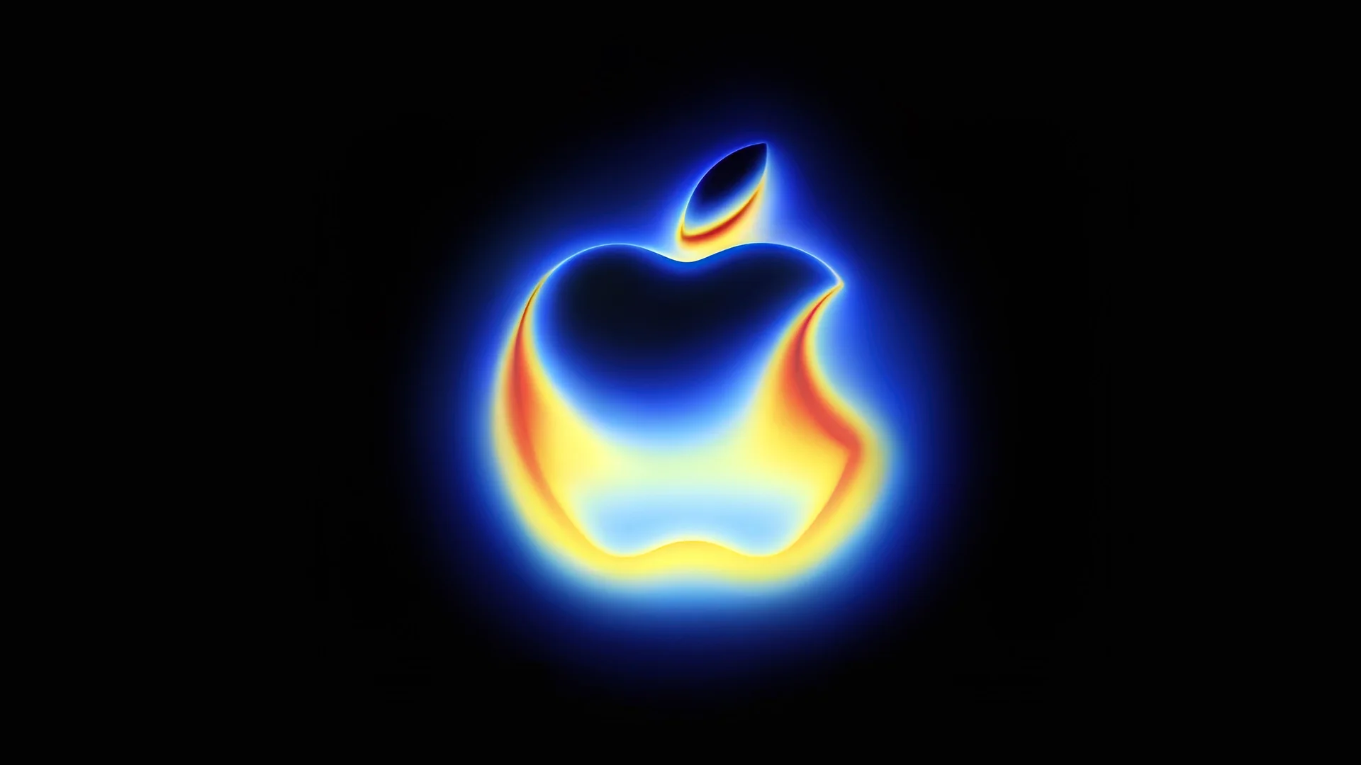 焰光苹果 4K 科技壁纸 雅致未来感发光 logo 场景桌面背景4K壁纸_4K背景