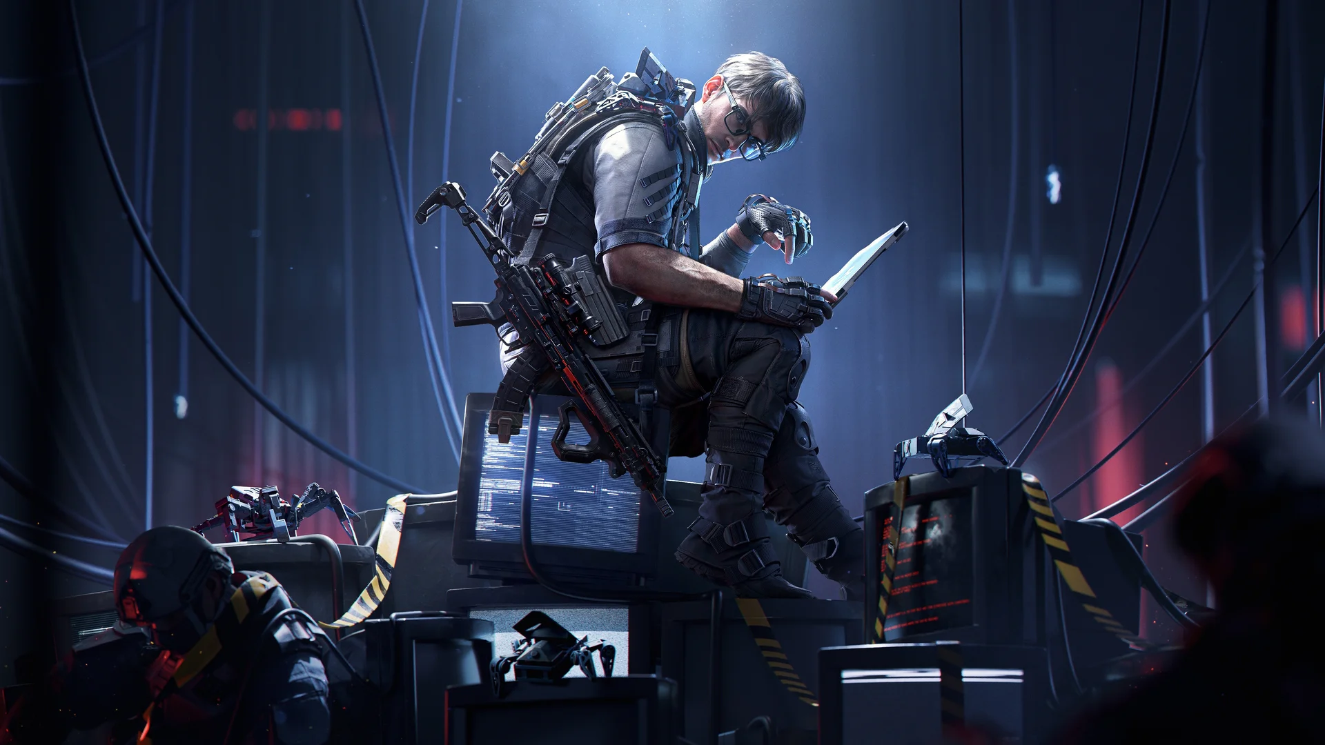 《三角洲行动》战术黑客 4K 游戏壁纸 硬核科技感赛博战场场景桌面背景