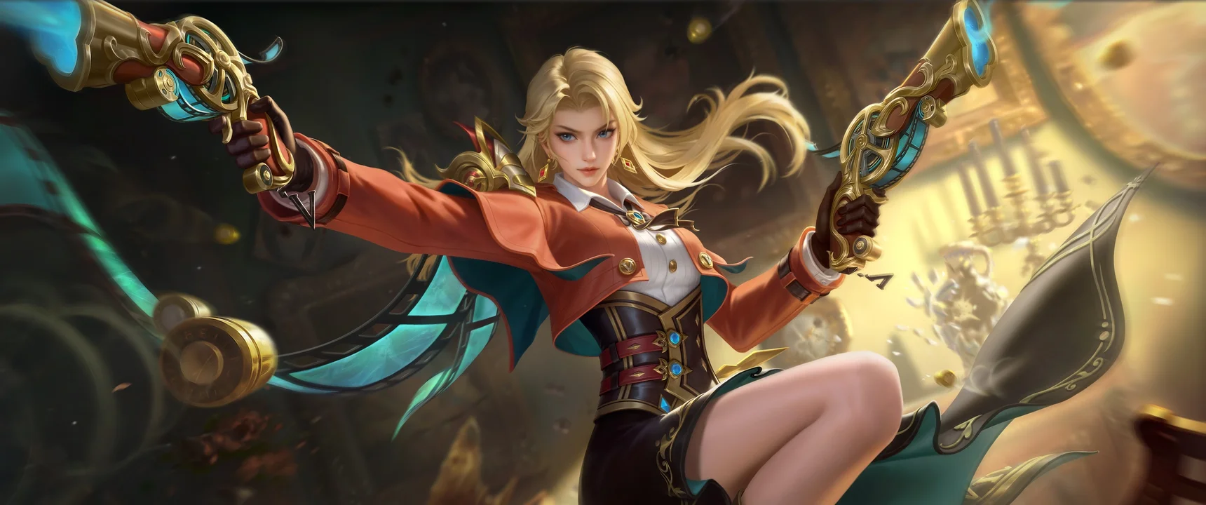 《王者荣耀》马可波罗双枪游侠 4K 游戏壁纸 动感华丽感蒸汽朋克场景桌面背景