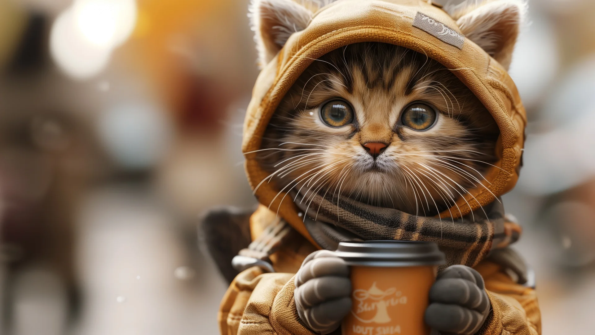 暖冬萌猫 4K 宠物壁纸 萌趣治愈感拟人小猫场景桌面背景4K壁纸_4K动物