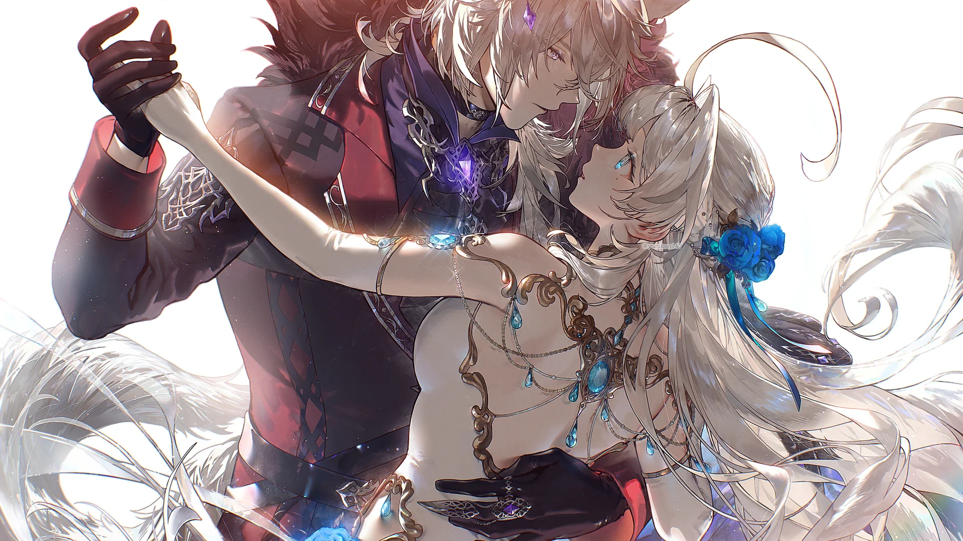 星夜共舞 4K 动漫壁纸 梦幻浪漫感双人舞场景桌面背景