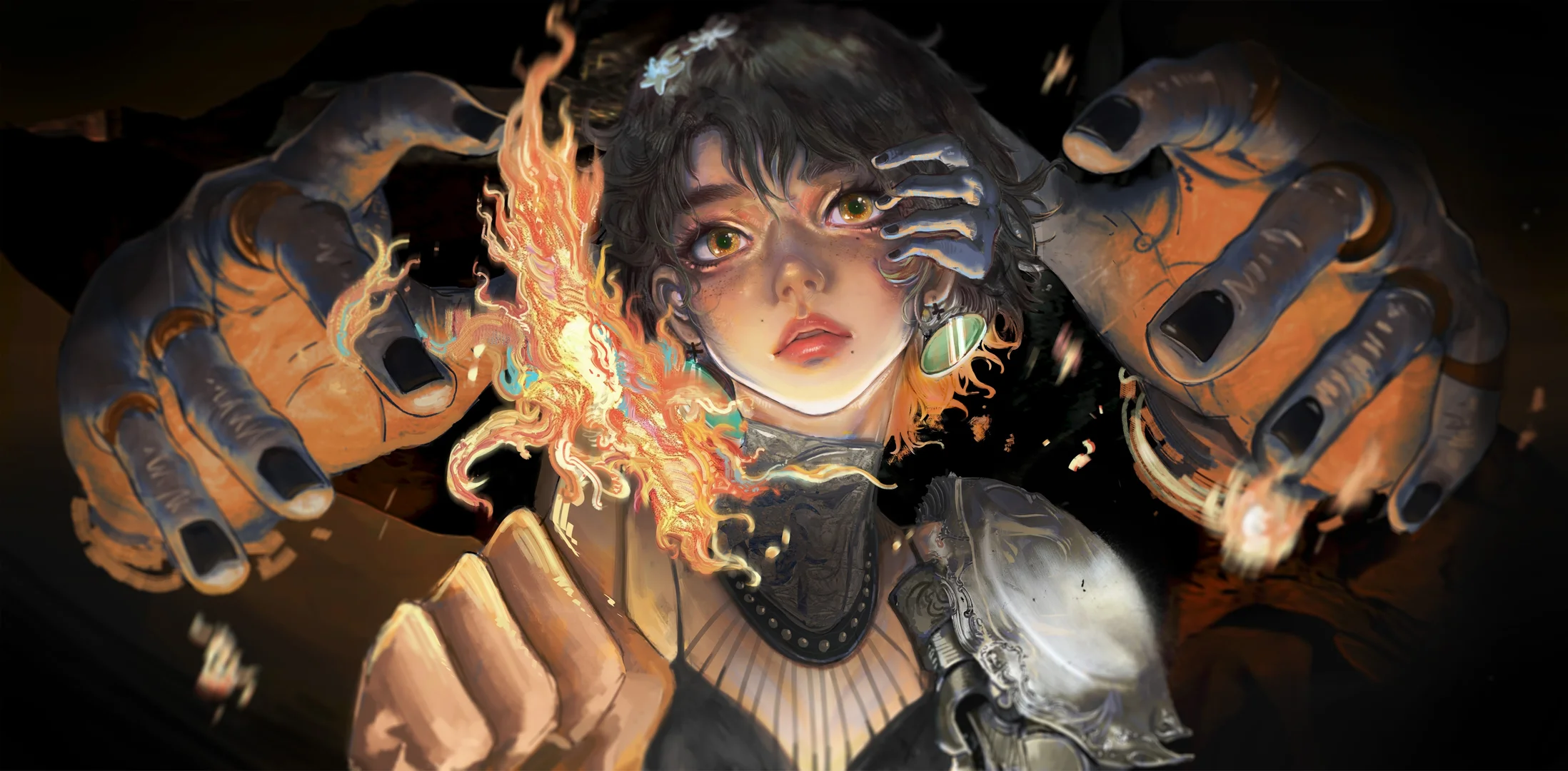 焰械觉醒 4K 动漫壁纸 热血燃动感赛博少女场景桌面背景4K壁纸_4K动漫