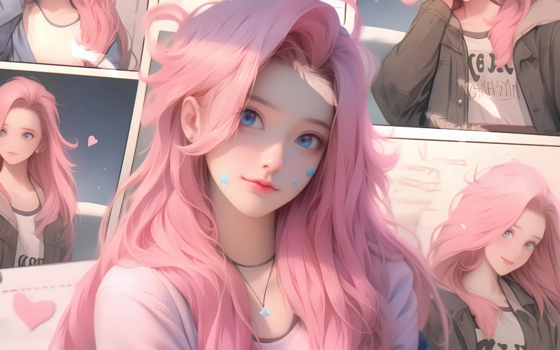 粉发甜系少女 4K 动漫壁纸 清新甜美感漫画分镜场景桌面背景4K壁纸_4K动漫