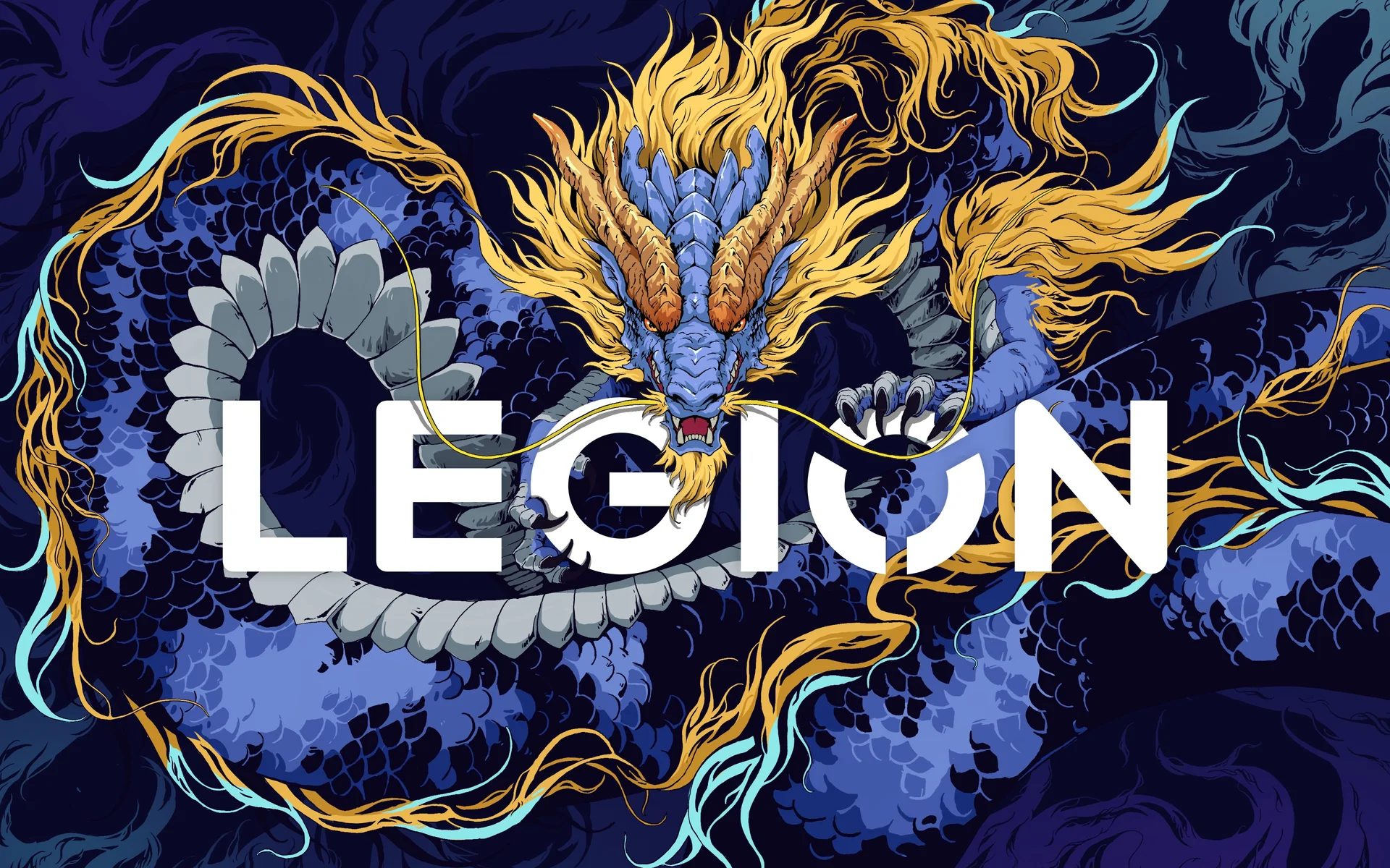 联想拯救者蓝金龙 4K 品牌壁纸 潮酷国风电竞龙场景桌面背景
