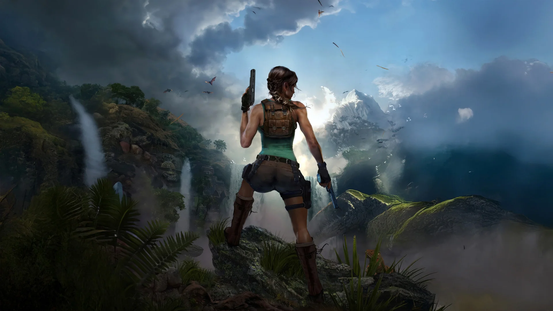 《古墓丽影》劳拉雨林冒险 4K 游戏壁纸 硬核冒险感秘境雨林场景桌面背景