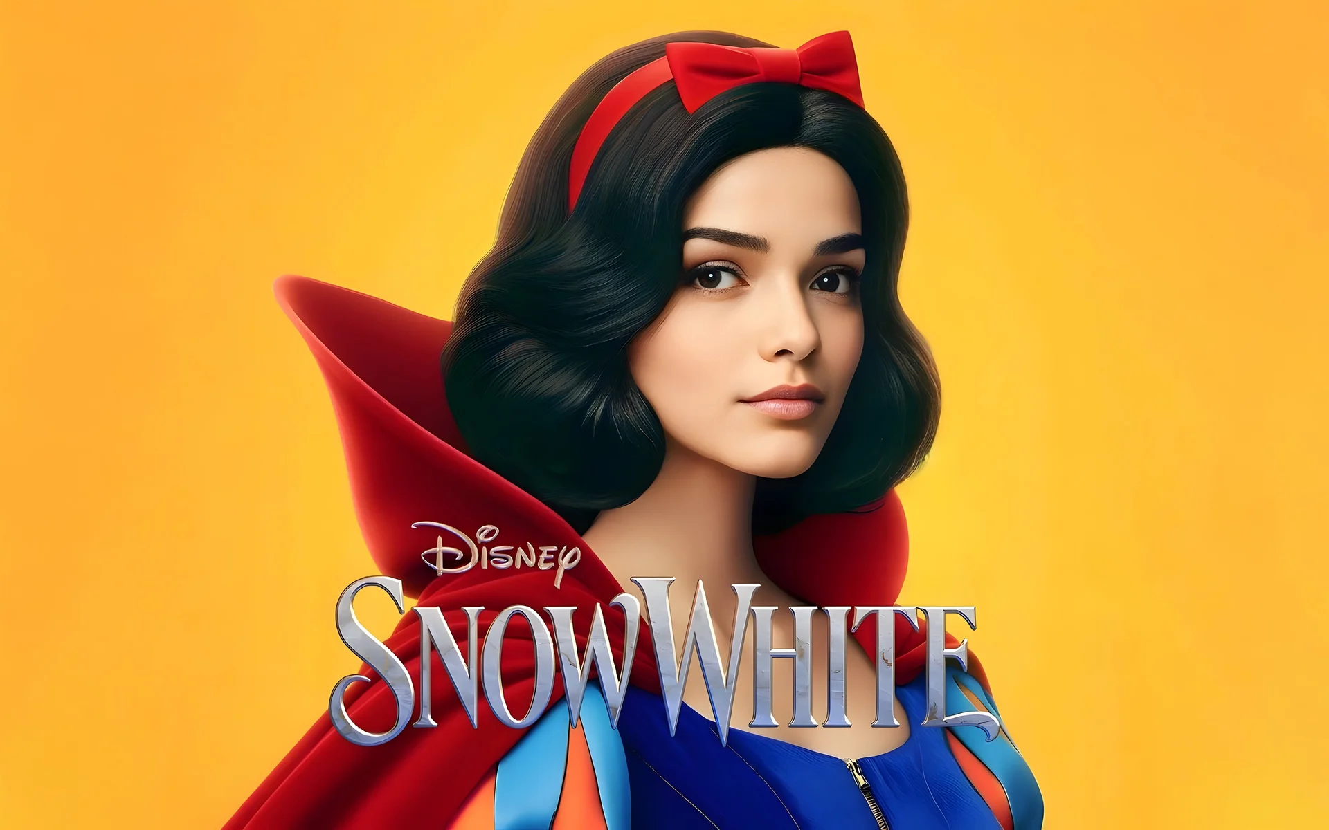 迪士尼《白雪公主》真人电影，红袍公主 4K 海报壁纸