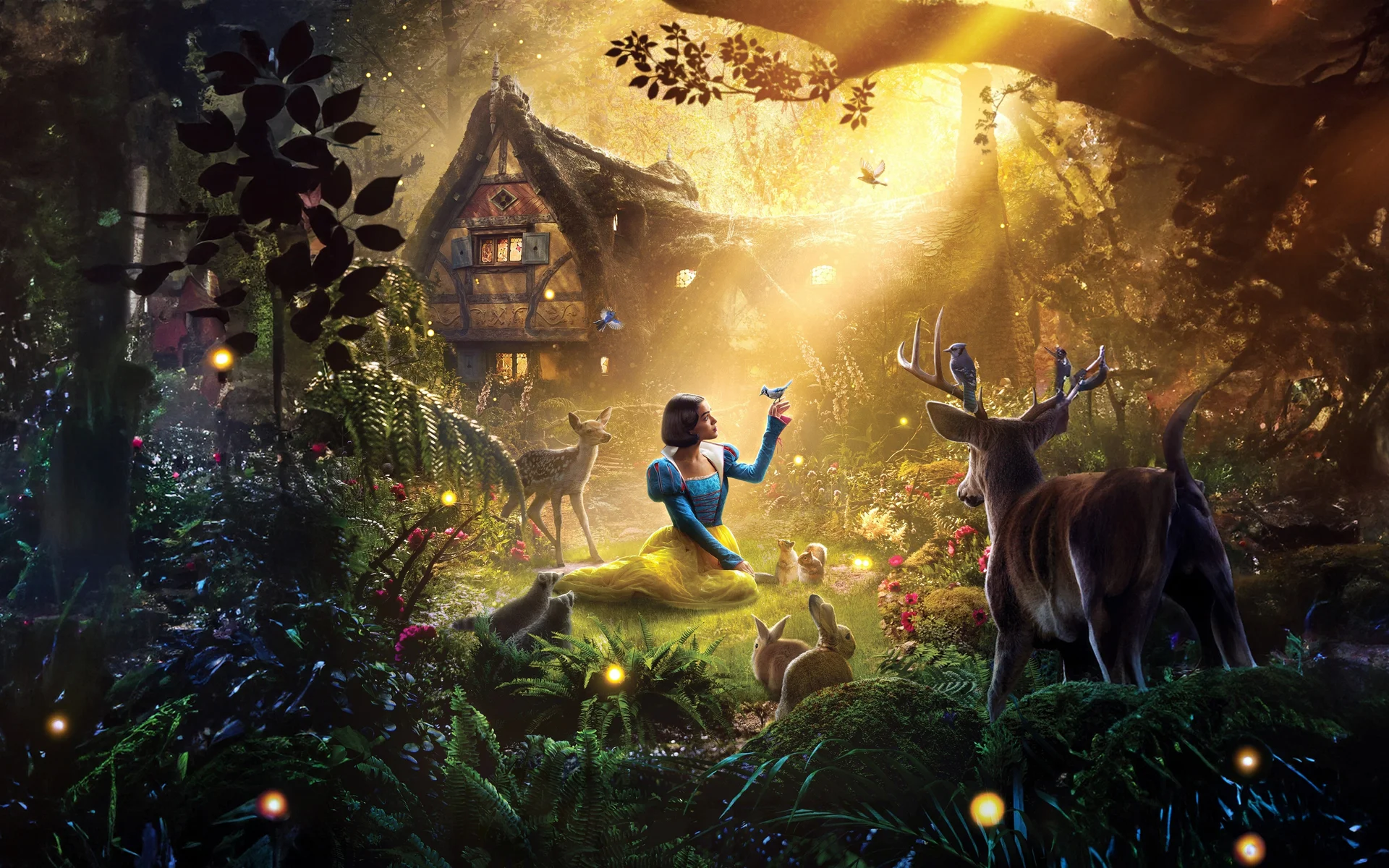 迪士尼《白雪公主》真人电影，林间仙踪 4K 海报壁纸
