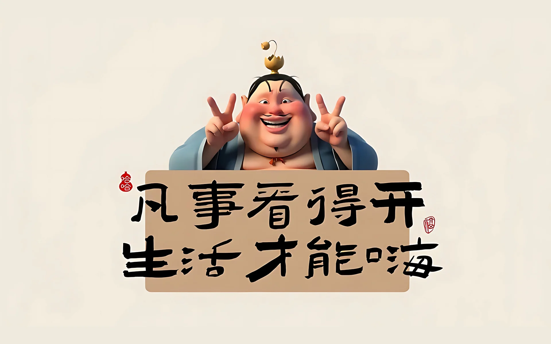 太乙真人 凡事看得开趣味国风 4K 壁纸 松弛治愈感佛系解压场景桌面背景