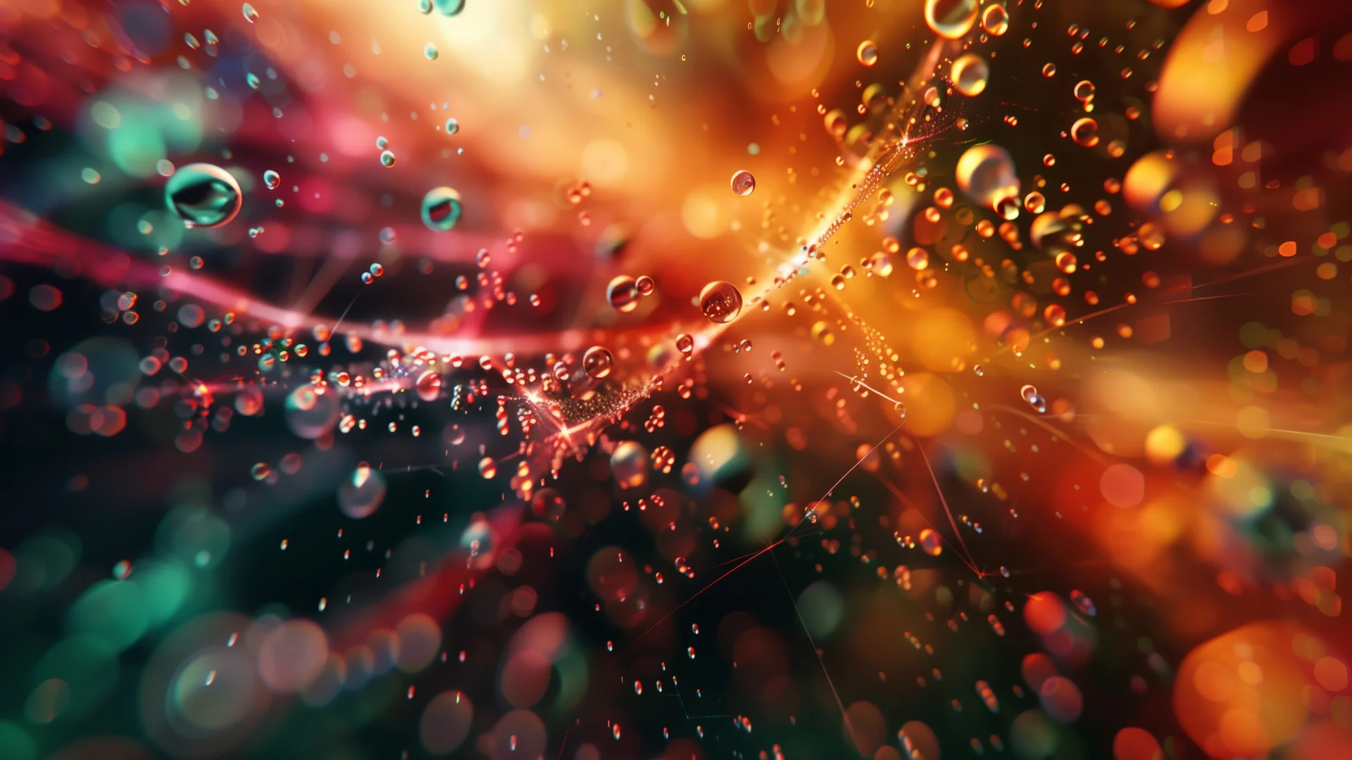 幻彩露珠光影 4K 抽象壁纸 潮酷氛围感流动光效场景桌面背景