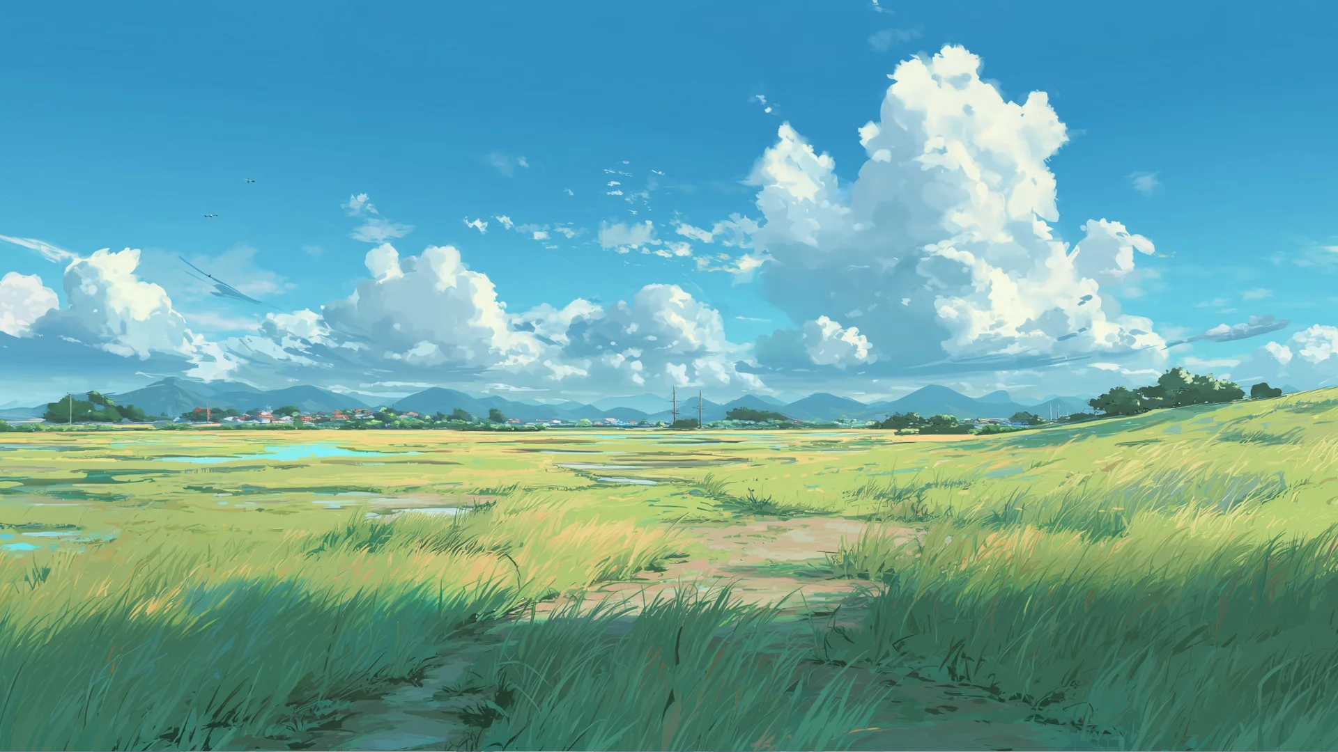 青野晴云 4K 动漫壁纸 清新治愈感乡野草甸场景桌面背景
