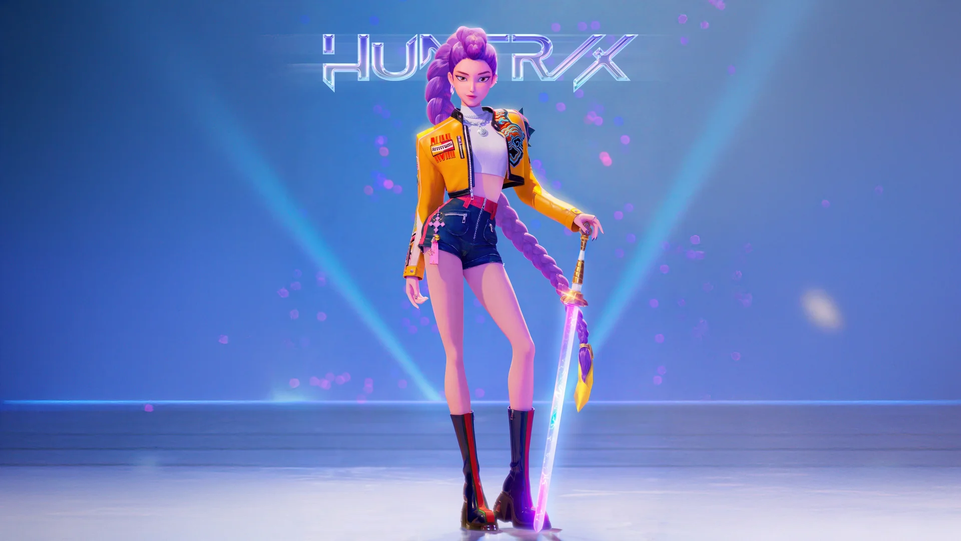 HUNTER-X 紫发剑姬 4K 动漫壁纸 潮酷未来感赛博少女场景桌面背景