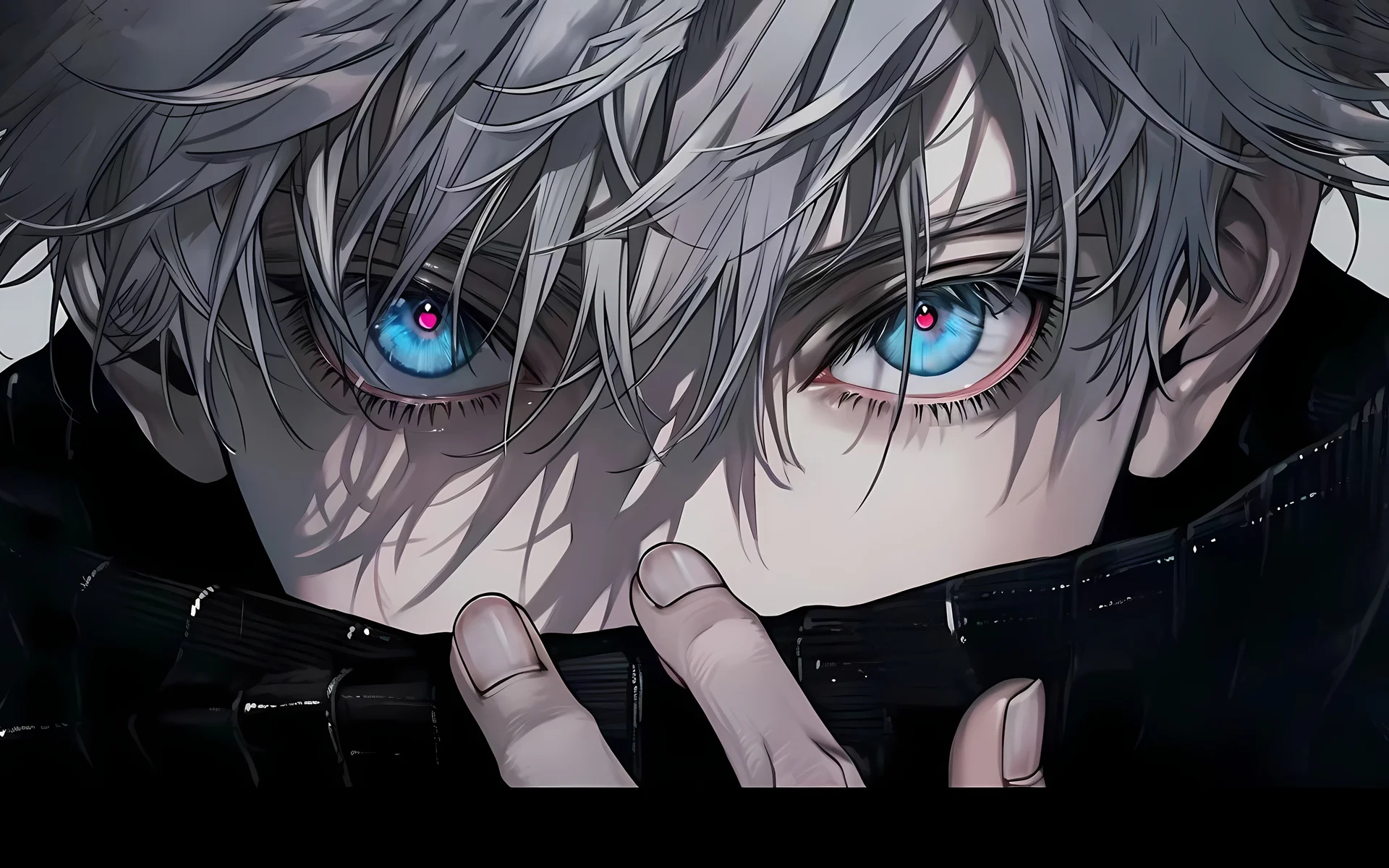 灰发蓝瞳少年 4K 动漫壁纸 神秘氛围感暗黑少年场景桌面背景