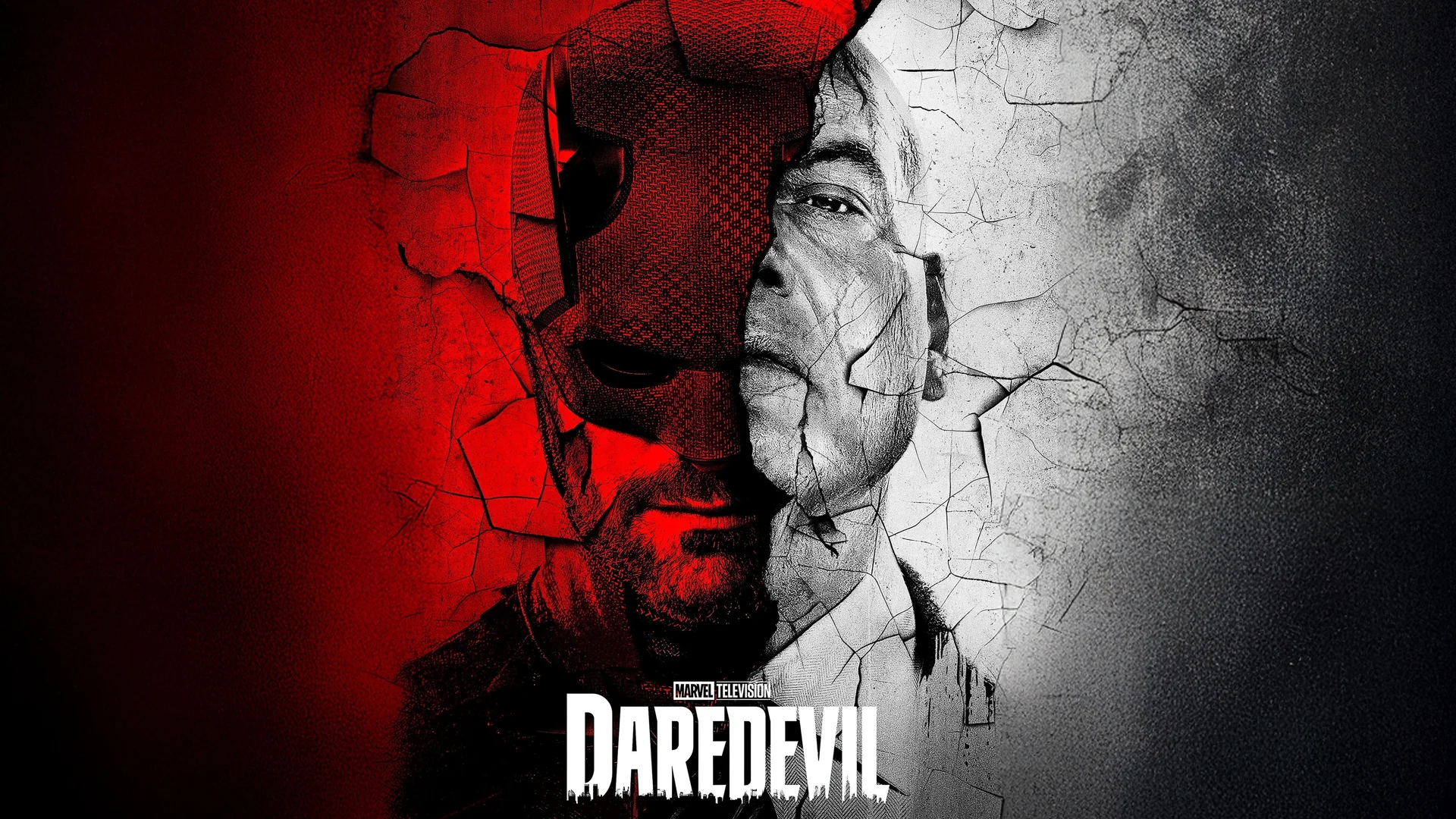 夜魔侠红黑对峙 4K 影视壁纸 硬核暗黑感漫威英雄场景桌面背景