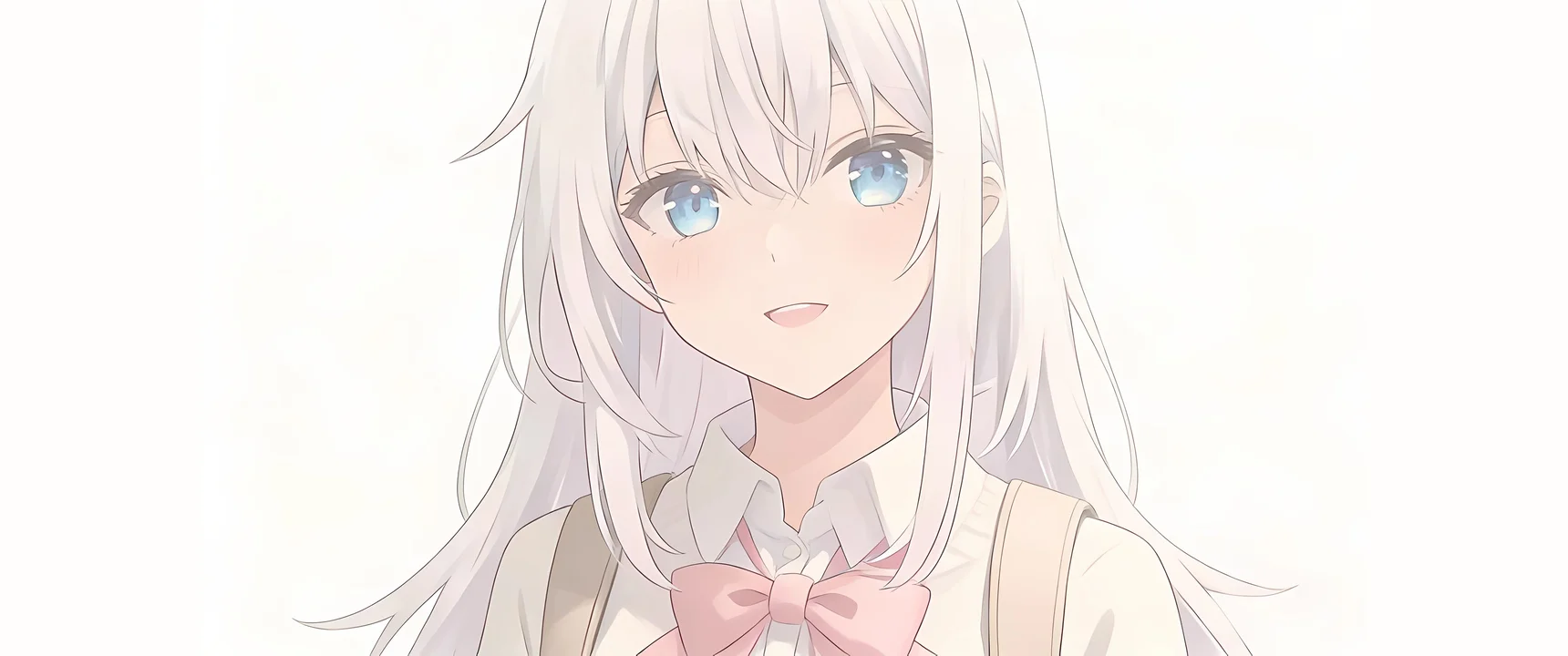 白发蓝瞳少女 4K 动漫壁纸 清新温柔感纯白治愈场景桌面背景4K壁纸_4K动漫