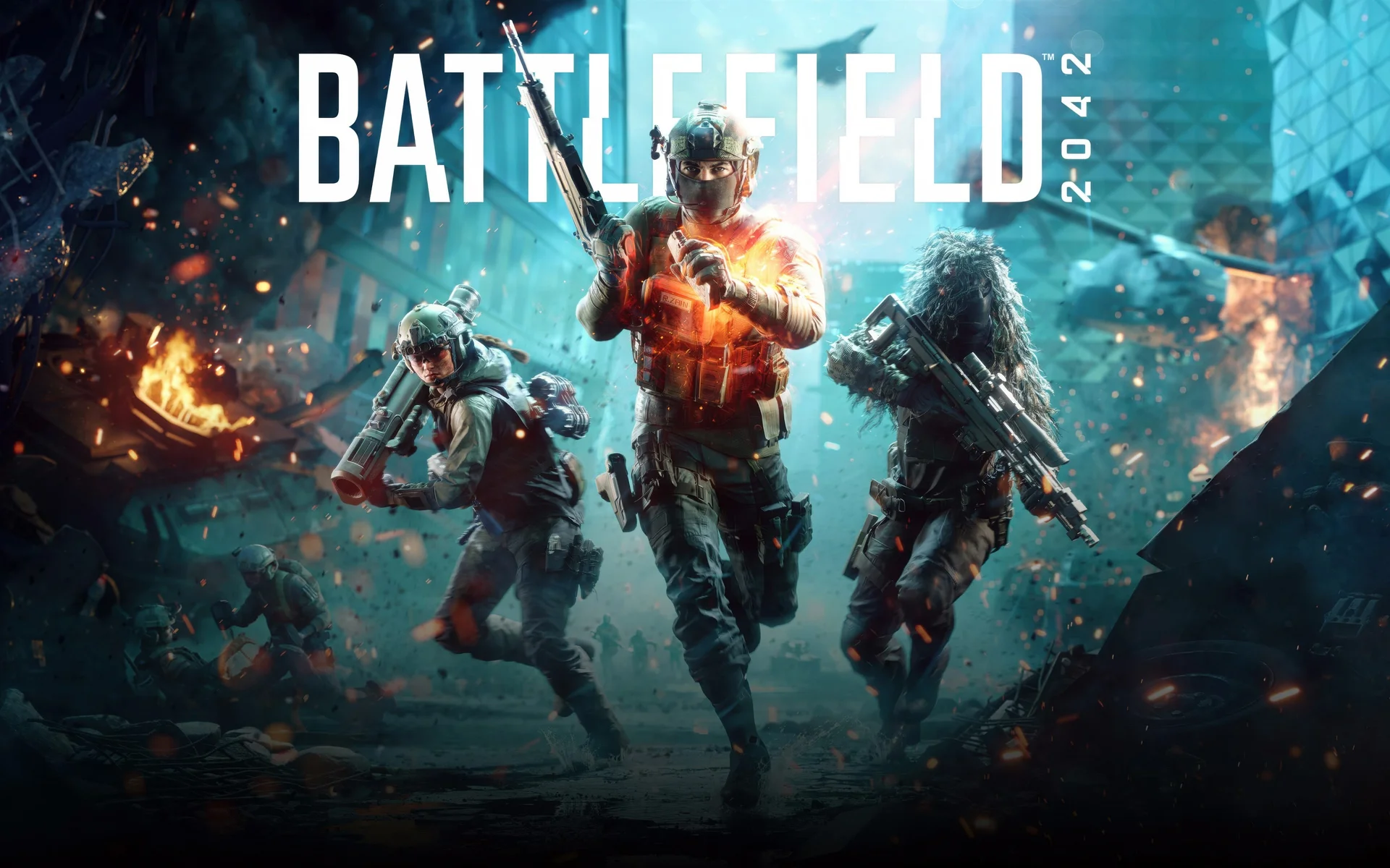 战地 2042 特战小队冲锋 4K 游戏宣传壁纸、未来战场桌面背景