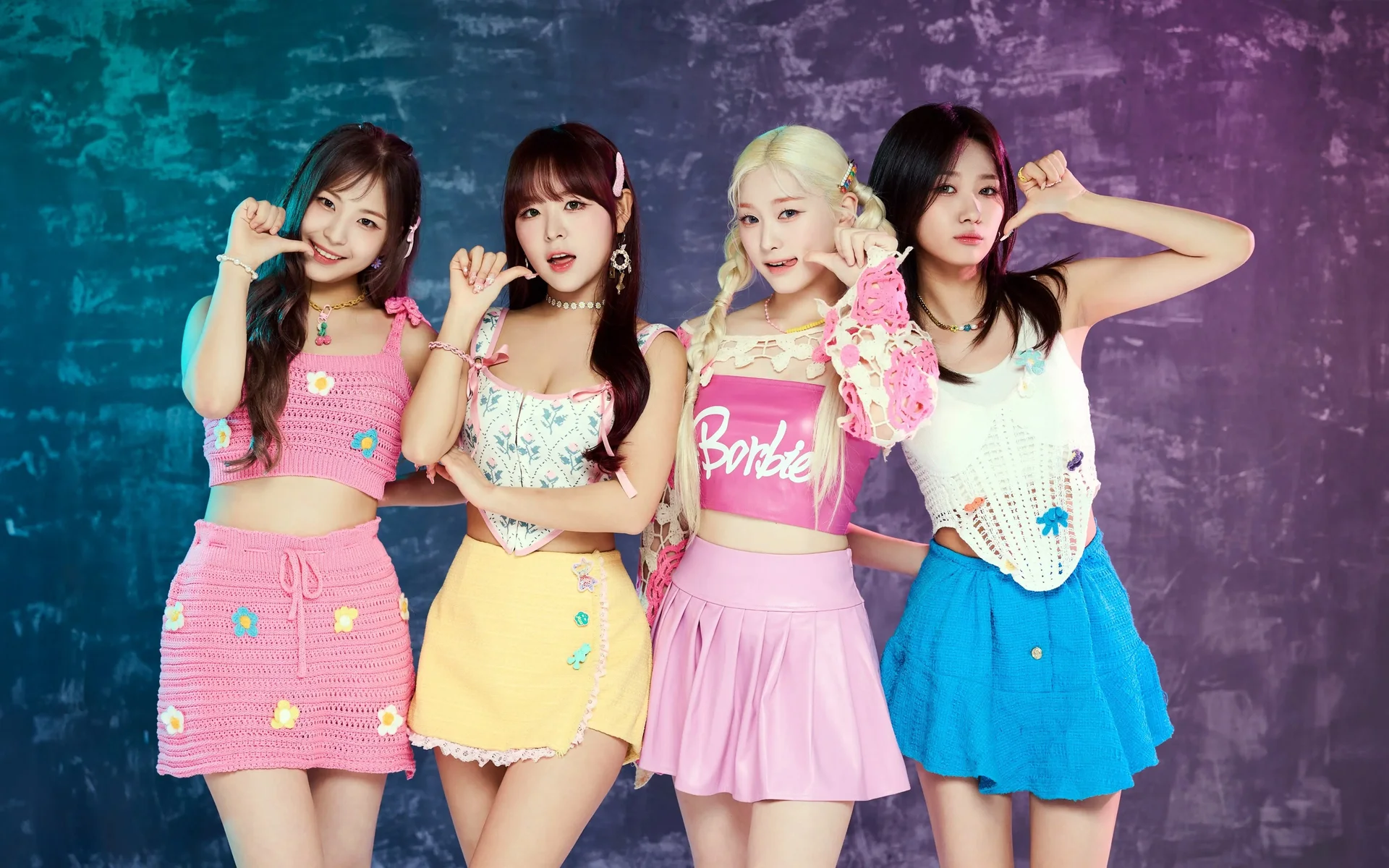 韩国，美少女组合，K-Pop，彩色针织裙宣传写真