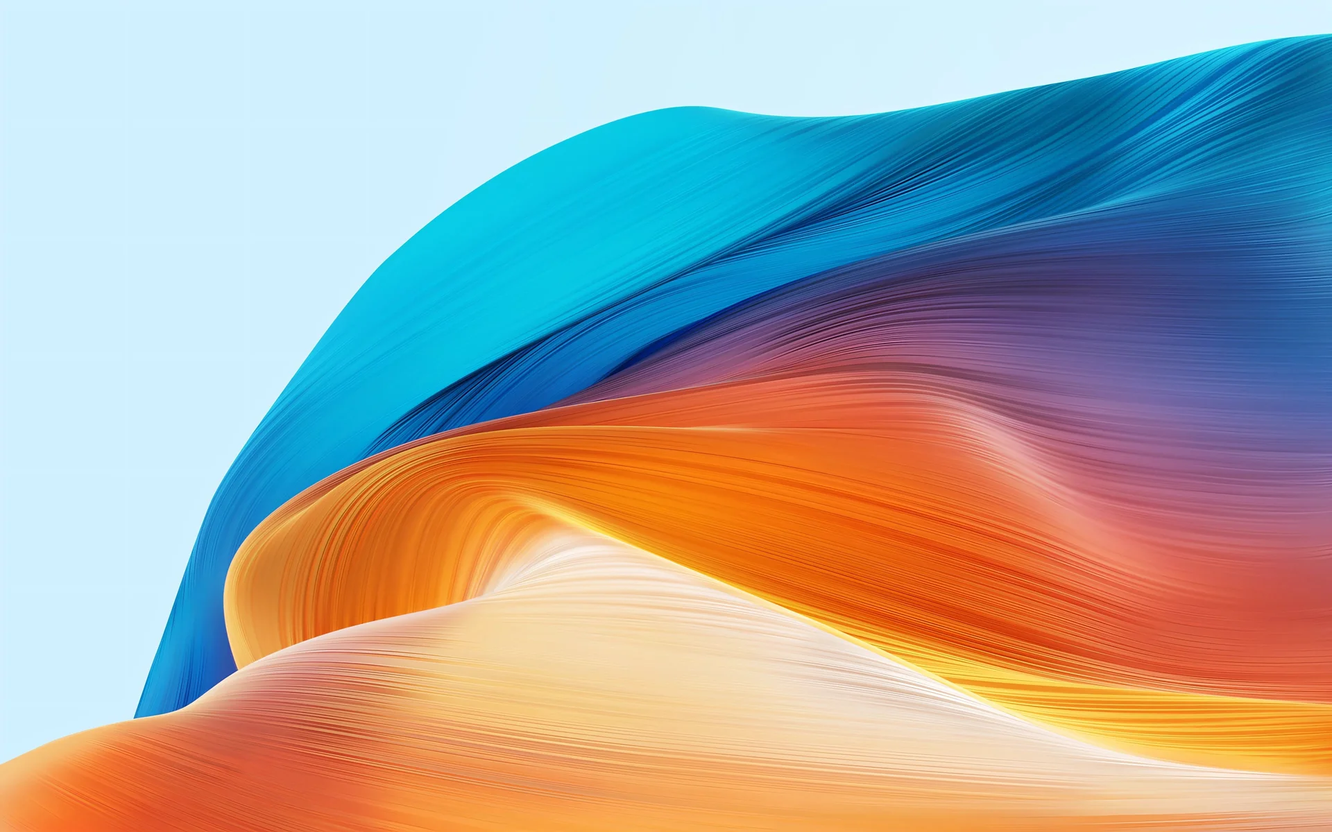华为MateBook D 14 2024 系统自带高清4K壁纸 渐变流体艺术，蓝橙渐变 4K 抽象电脑壁纸