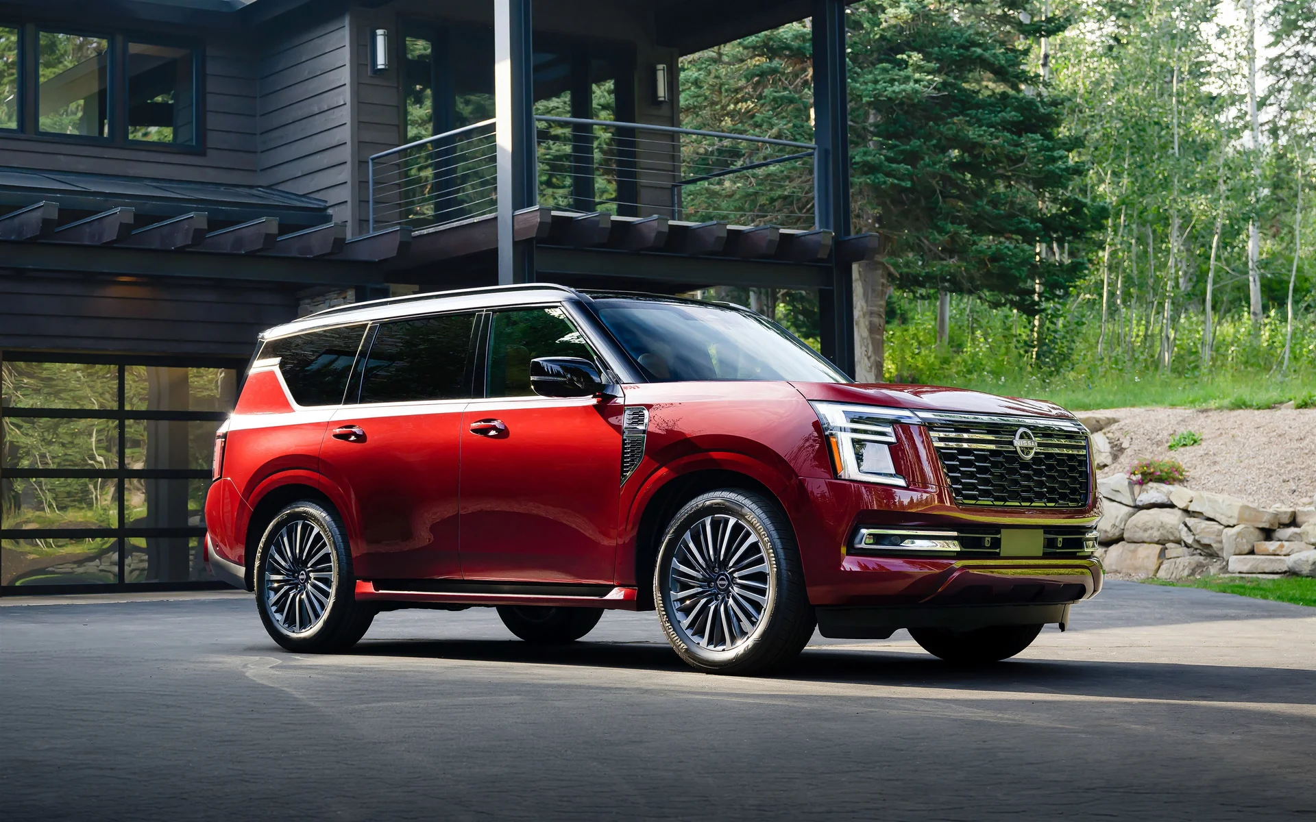 日产全新 Armada，红金质感 4K 汽车官图壁纸