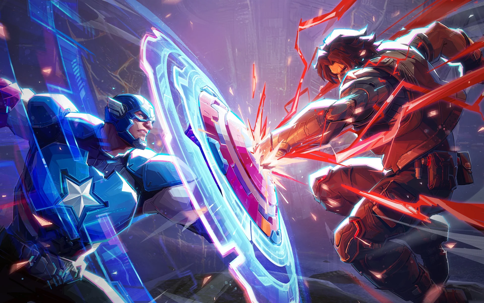 美国队长 VS 冬日战士，宿命对决 4K 插画壁纸