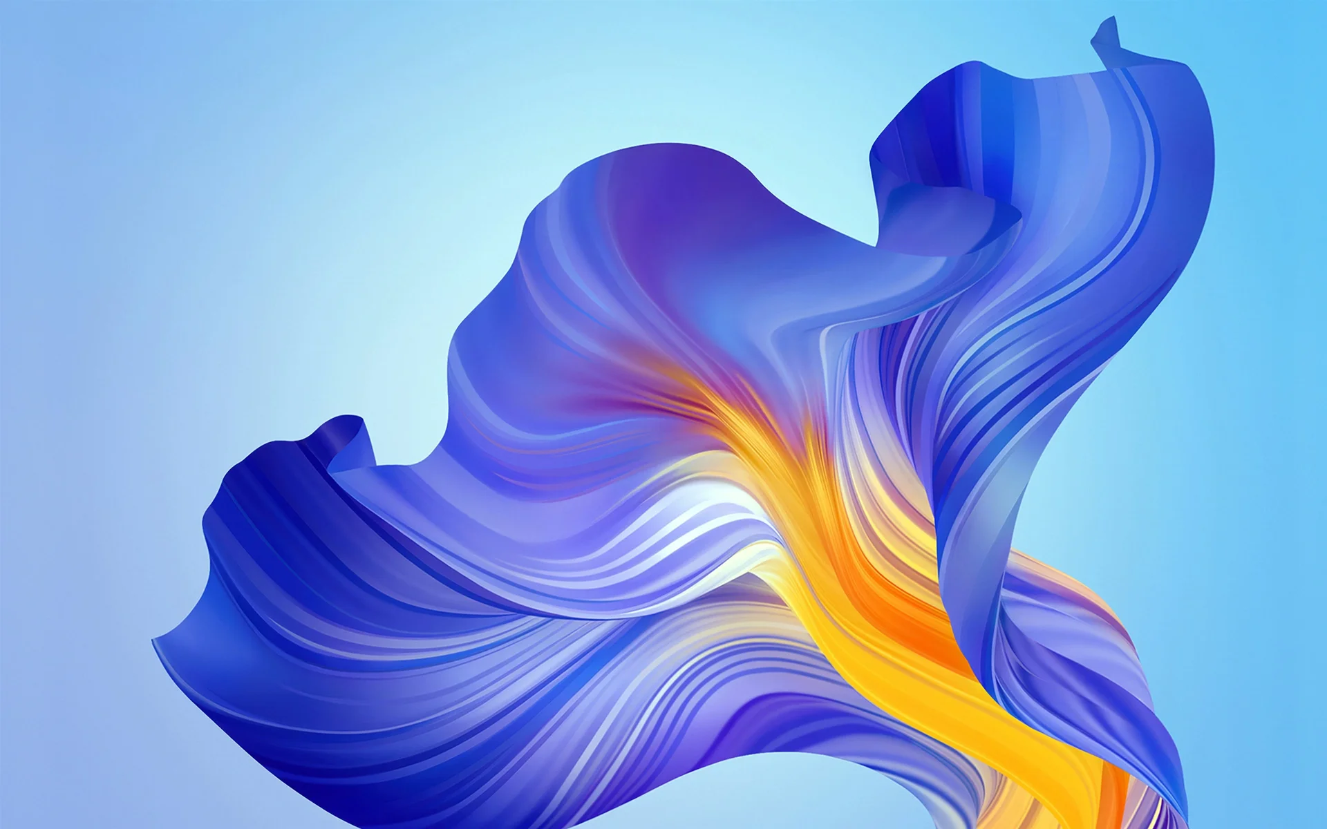 蓝金流光，幻羽舒卷 4K 抽象壁纸