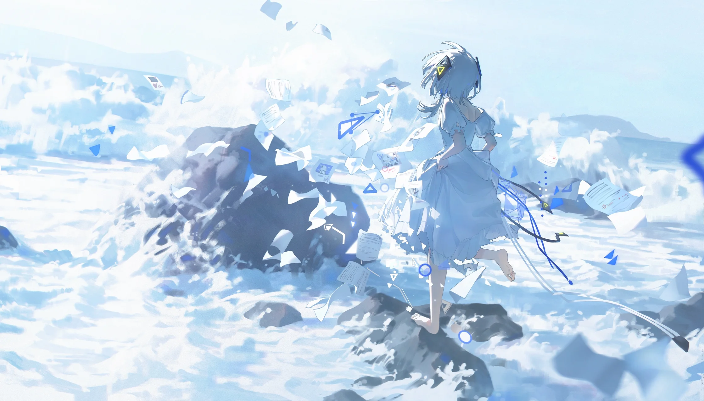 海隅纸鸢，逐浪碎念 4K 二次元插画壁纸