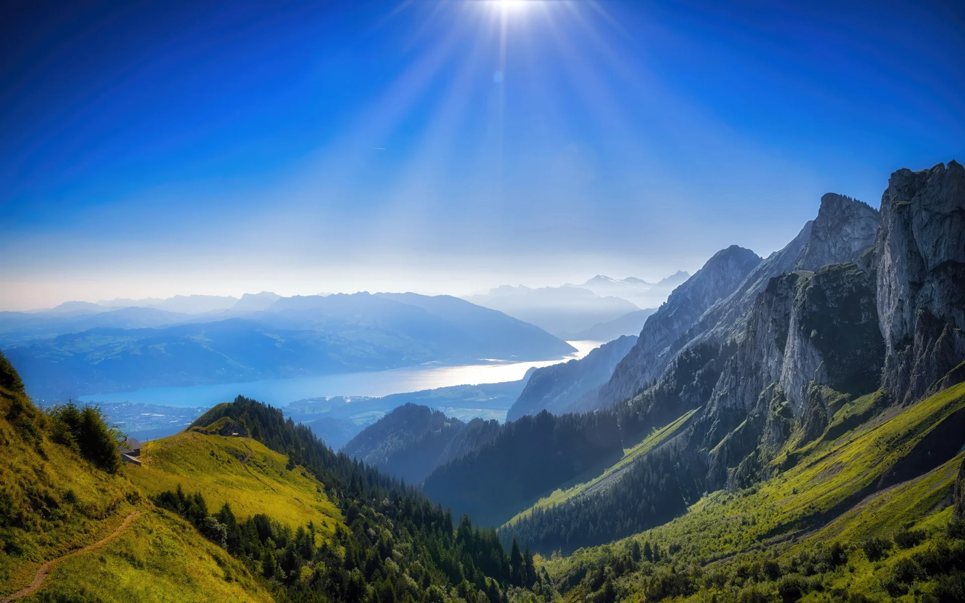瑞士阿尔卑斯，湖光圣境 4K 风光摄影壁纸