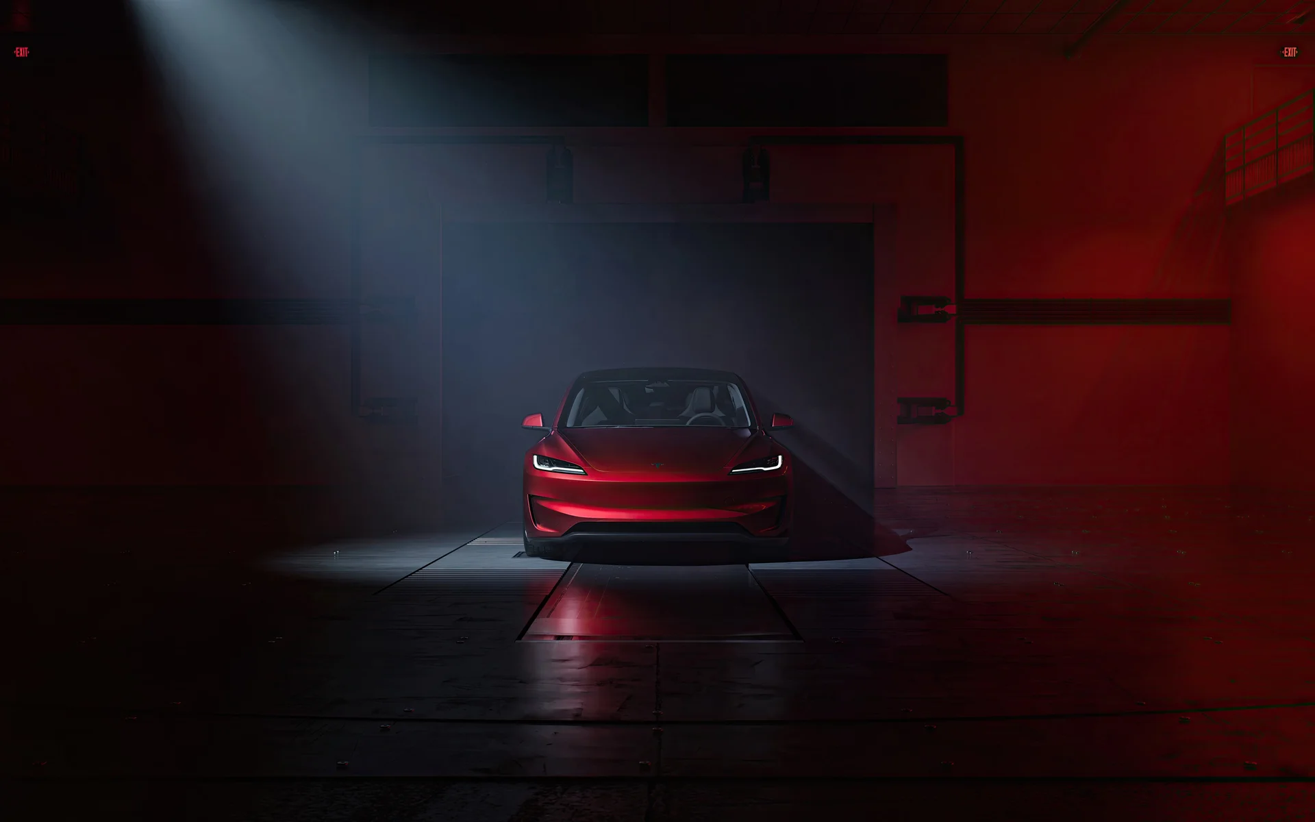 特斯拉 Model S Plaid，赤焰幽境 4K 车库官图壁纸