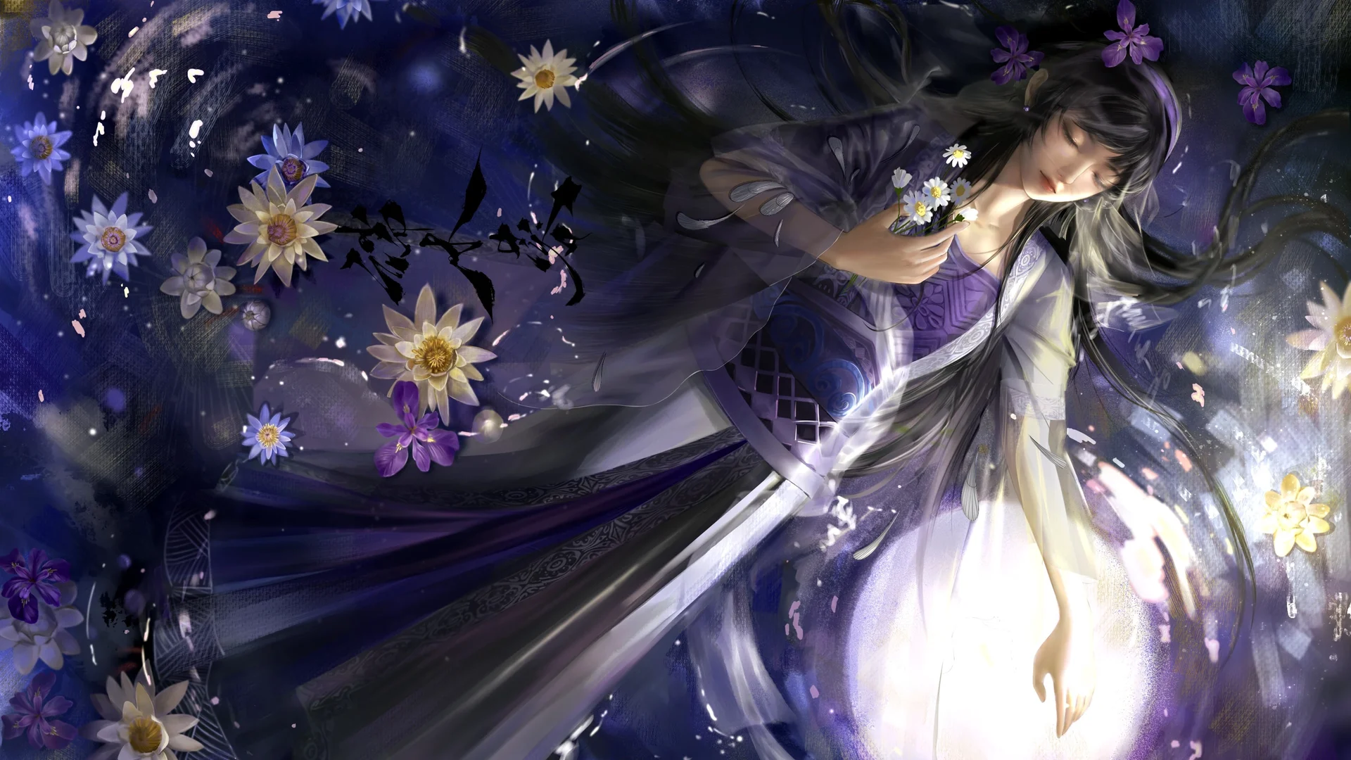 莲梦幽华，紫裳清梦 4K 古风仙侠插画壁纸