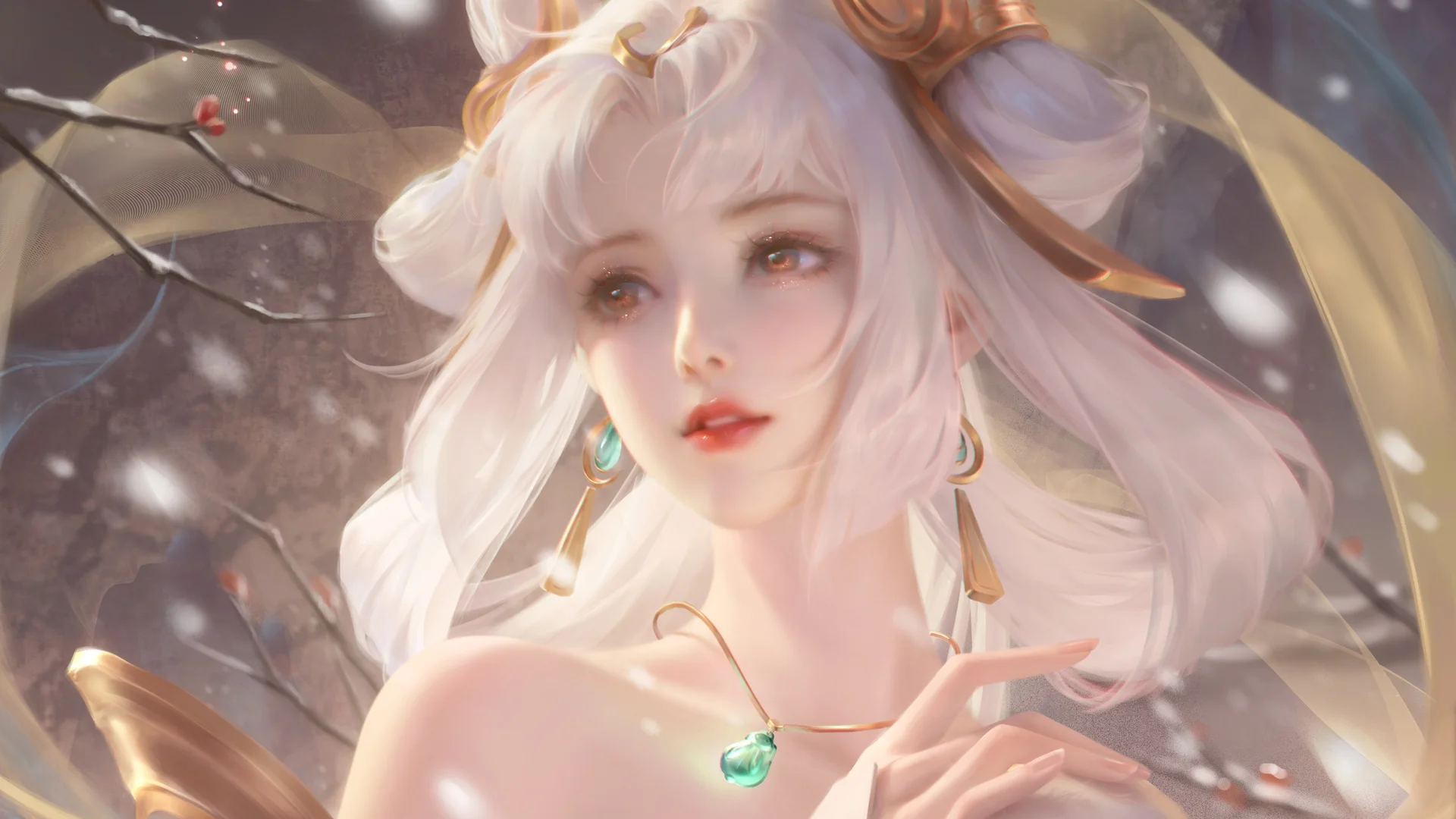 雪境仙娥，玉骨凝霜 4K 古风仙侠插画壁纸