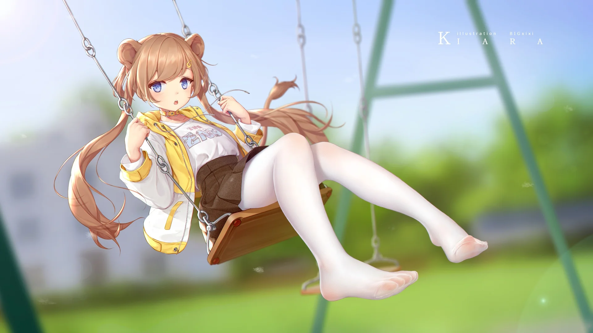 Kiara，晴风秋千 4K 二次元插画壁纸