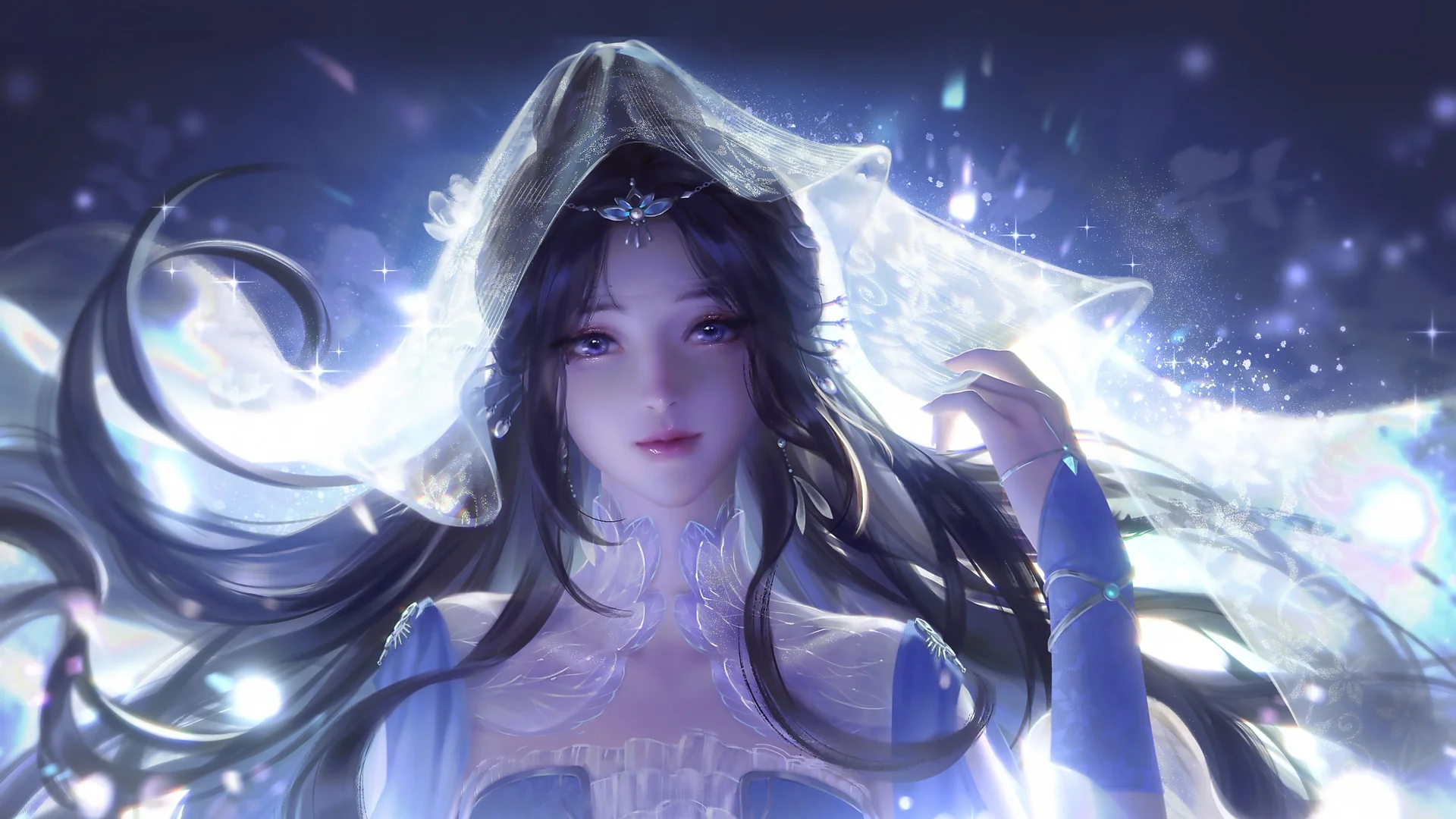 星澜月纱，古风仙气少女 4K 插画壁纸