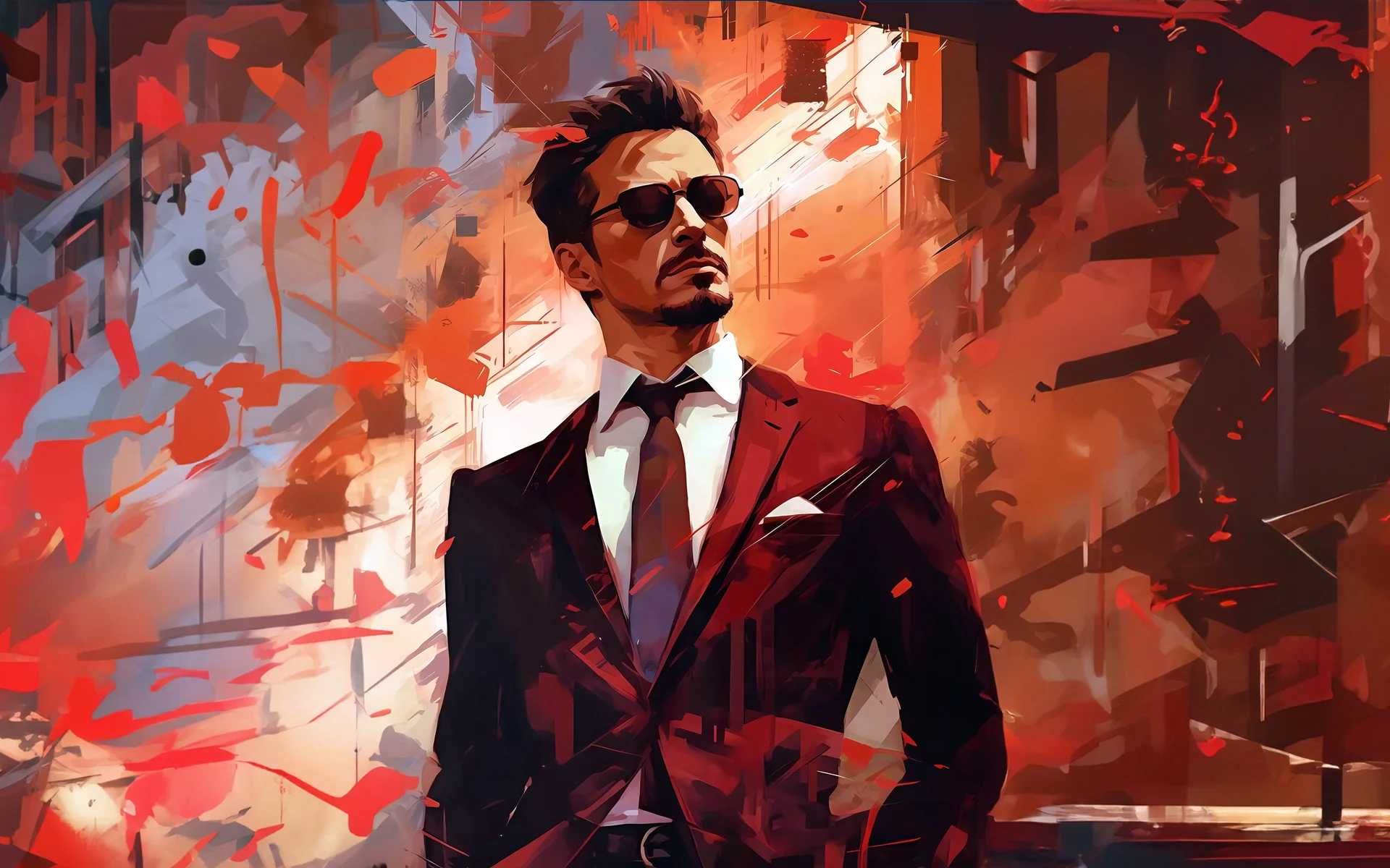 血色战甲,托尼・斯塔克 4K 抽象插画壁纸4K壁纸_4K壁纸