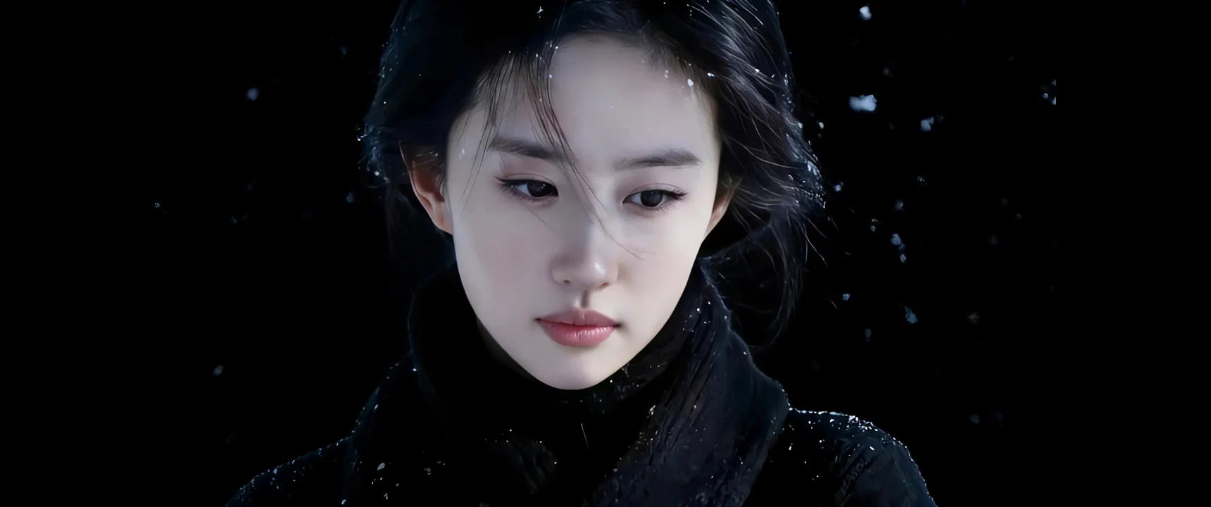 雪落清颜，刘亦菲 4K 清冷氛围感写真壁纸